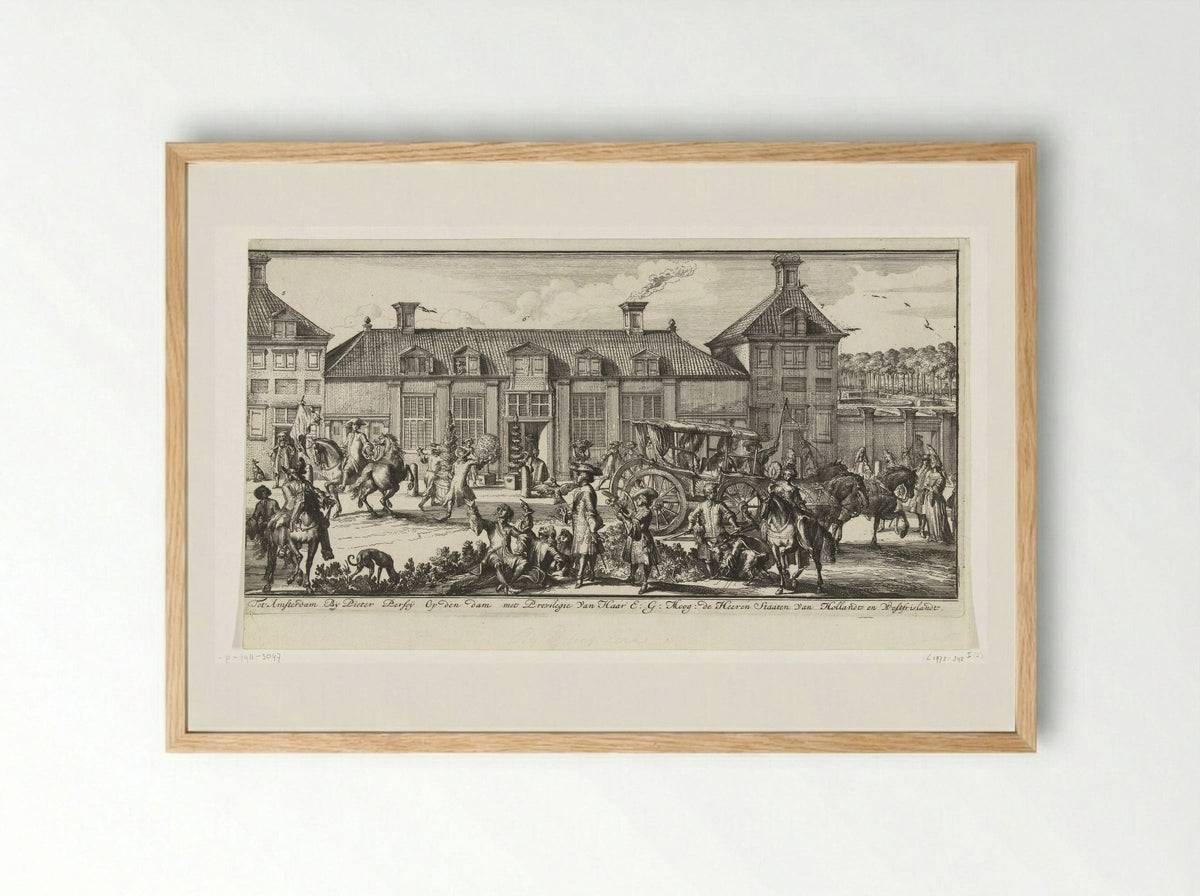 Gezicht op Paleis Het Loo (profiel, rechterdeel) - Romeyn de Hooghe - Framed Print Wood