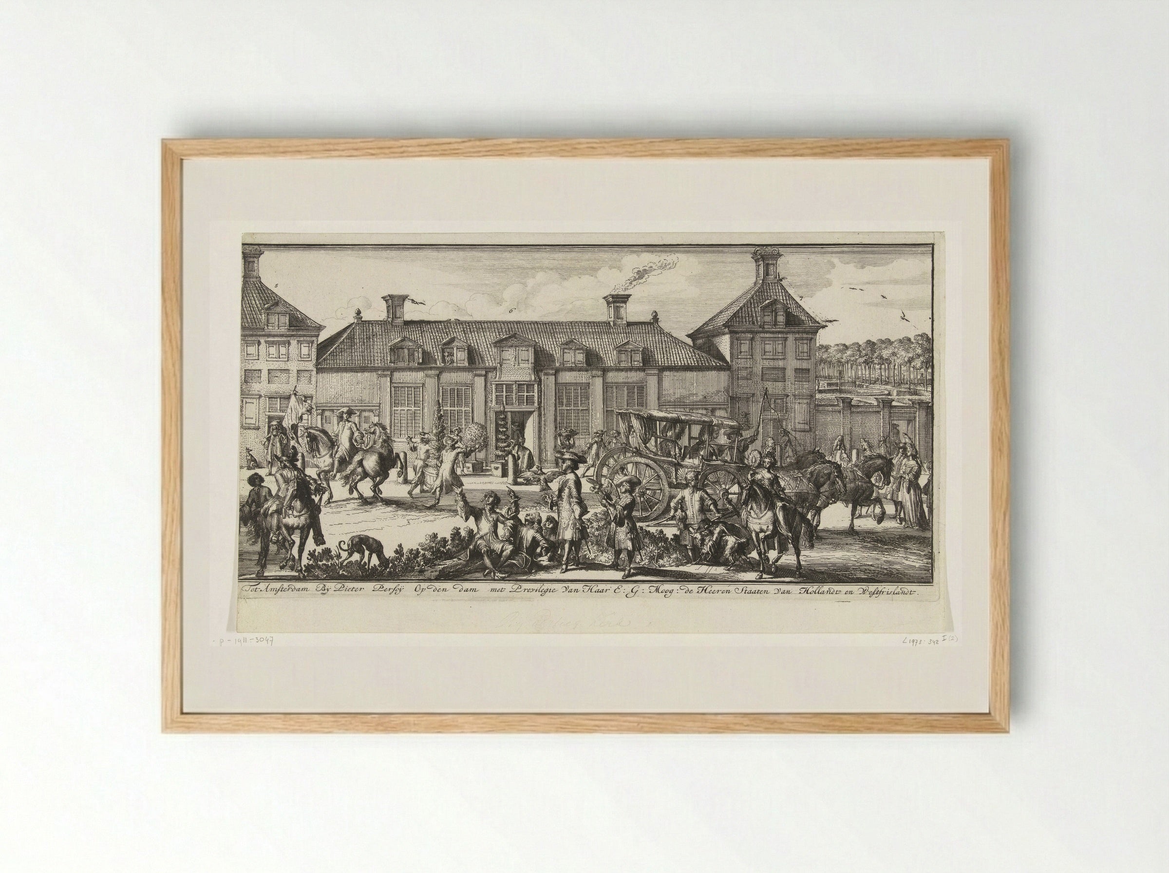 Gezicht op Paleis Het Loo (profiel, rechterdeel) - Romeyn de Hooghe - Framed Print Wood