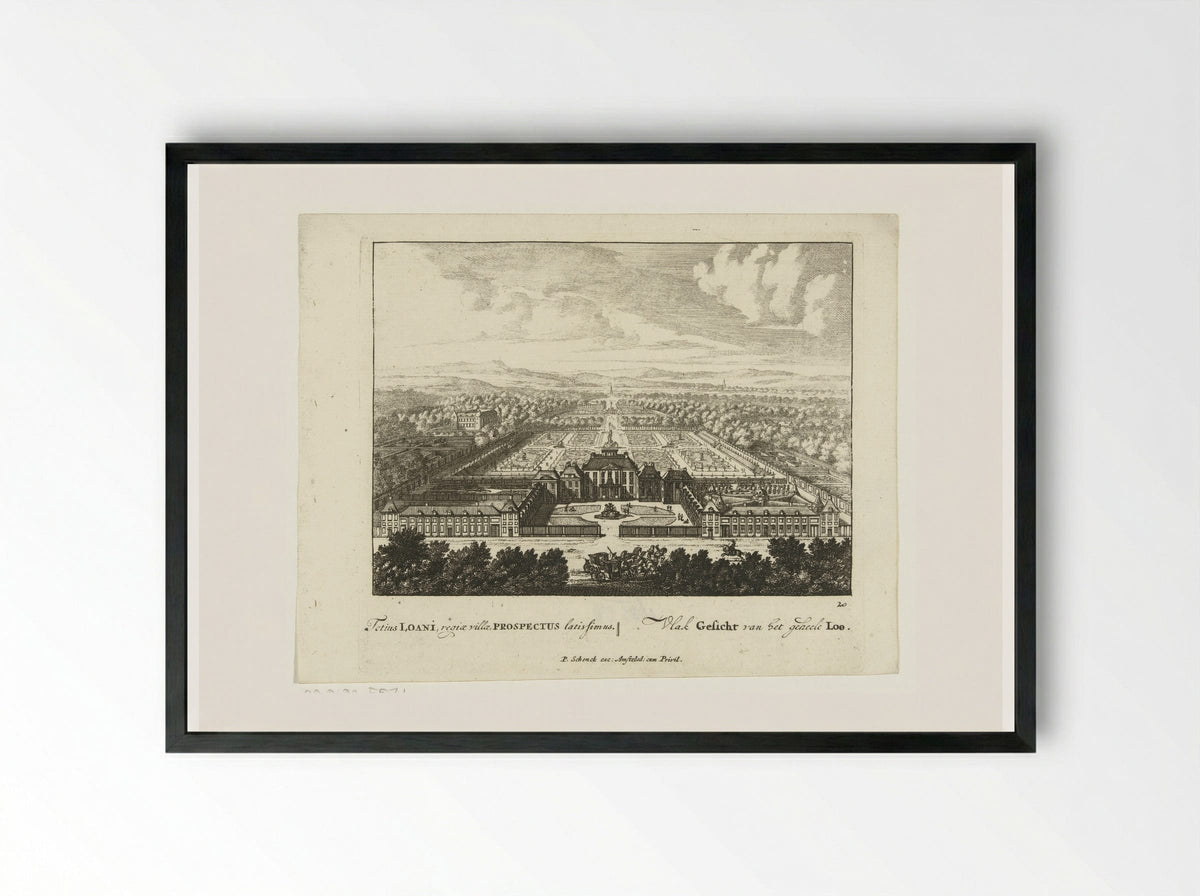 Gezicht op Paleis Het Loo vanuit vogelvlucht - Jan van Call (I) - Framed Print Black