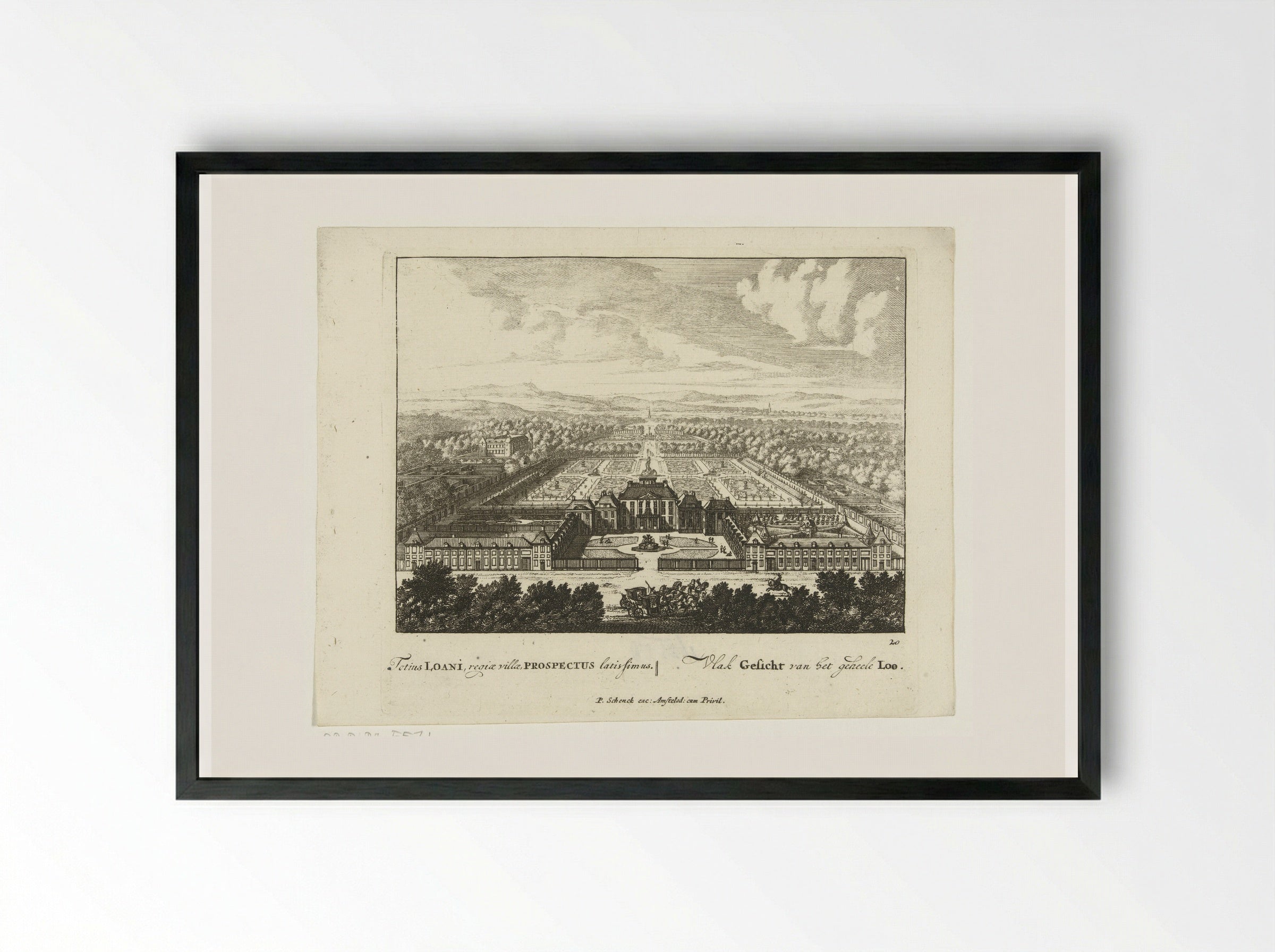 Gezicht op Paleis Het Loo vanuit vogelvlucht - Jan van Call (I) - Framed Print Black