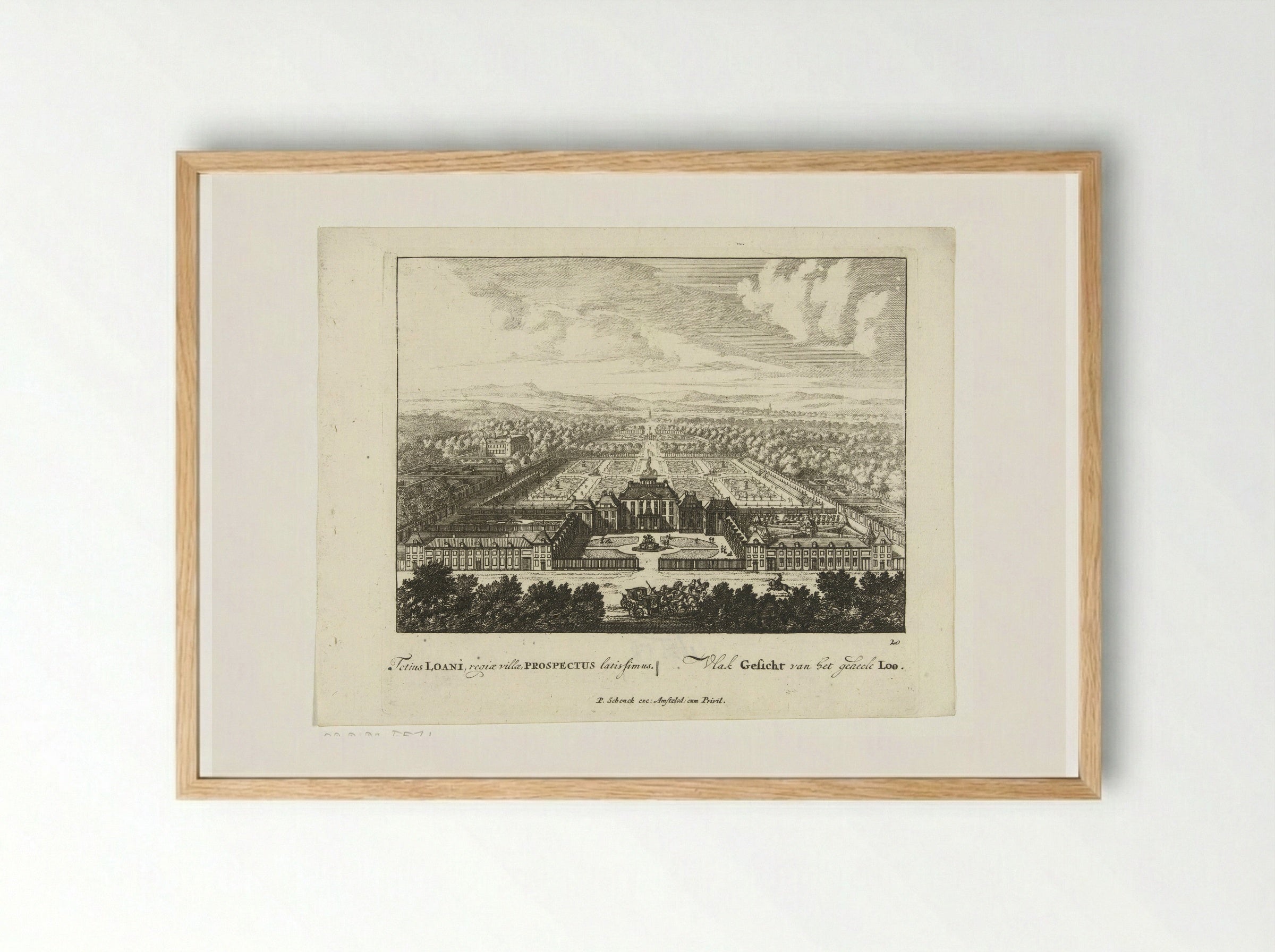 Gezicht op Paleis Het Loo vanuit vogelvlucht - Jan van Call (I) - Framed Print Wood