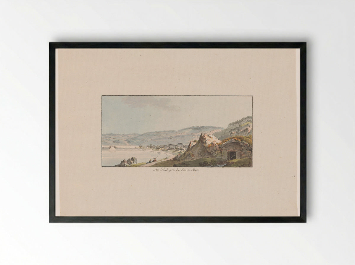Gezicht op Pout bij het Lac de Joux - Johann Ludwig Aberli - Framed Print Black