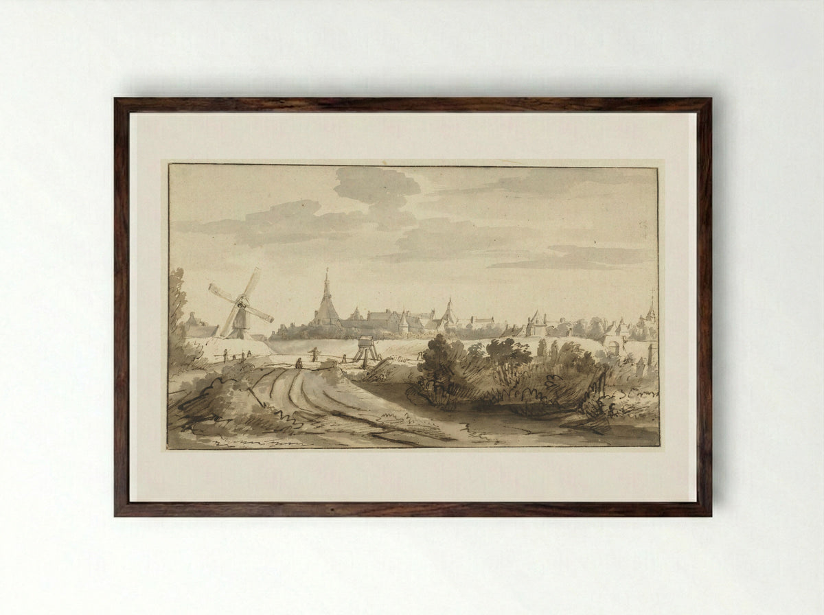 Gezicht op Ravestein - Nicolaes Maes - Framed Print Dark Wood