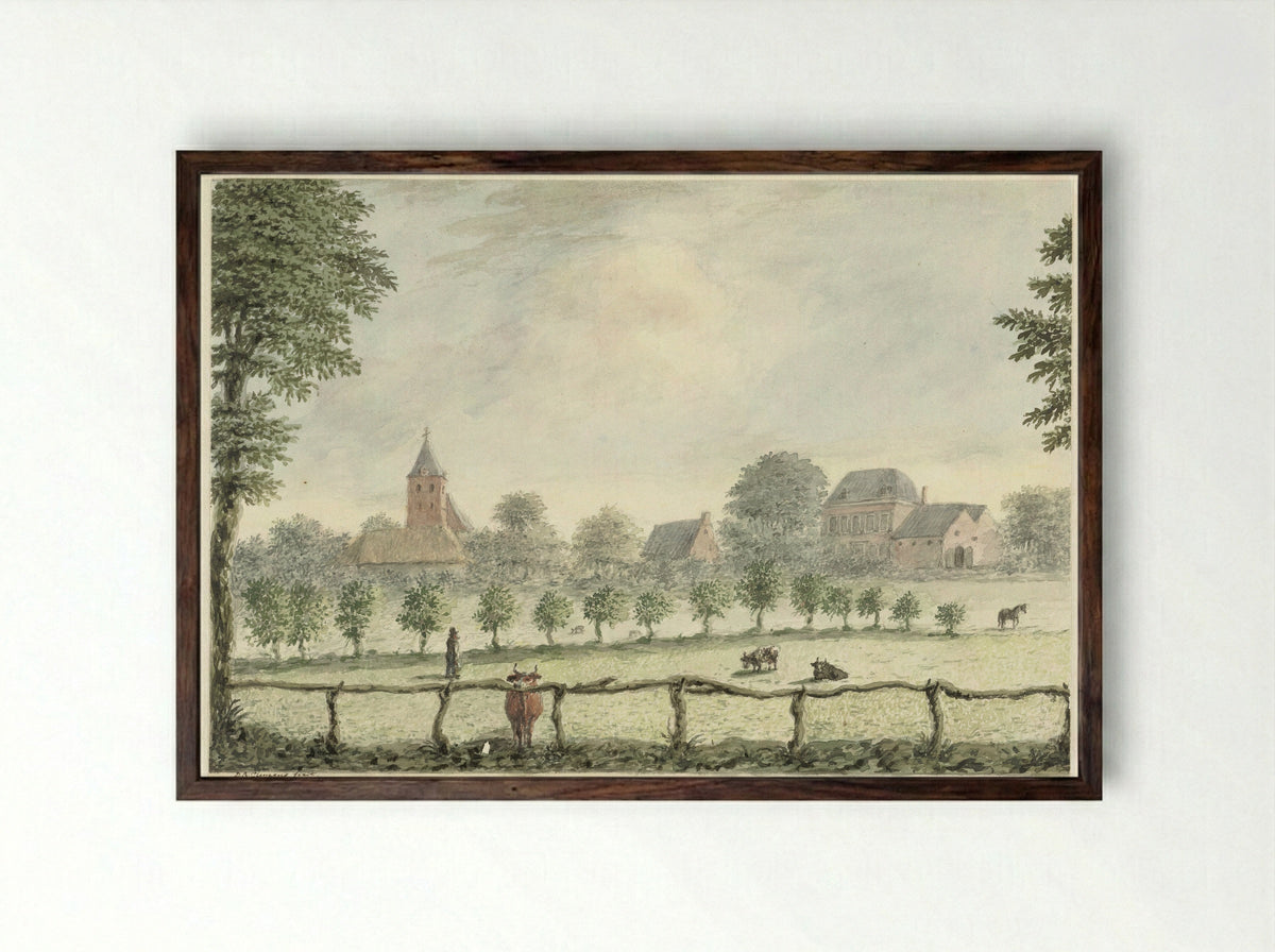 Gezicht op Renkum - Dirk Abraham Clemens - Framed Print Dark Wood