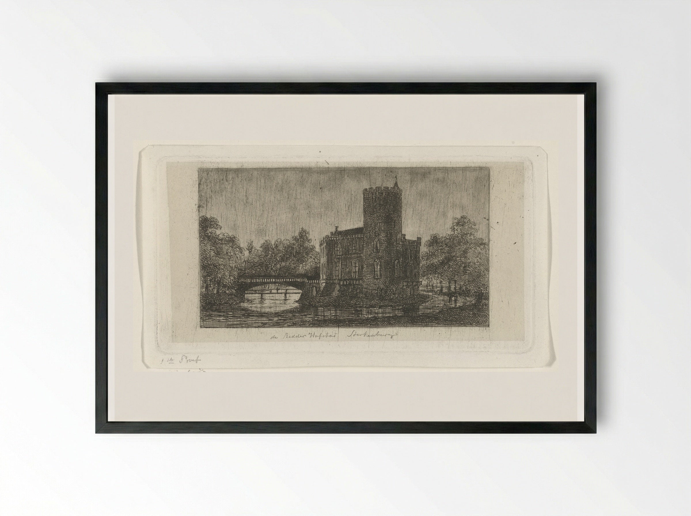 Gezicht op Ridderhofstad Sterkenburg - Jacobus Ludovicus Cornet - Framed Print Black
