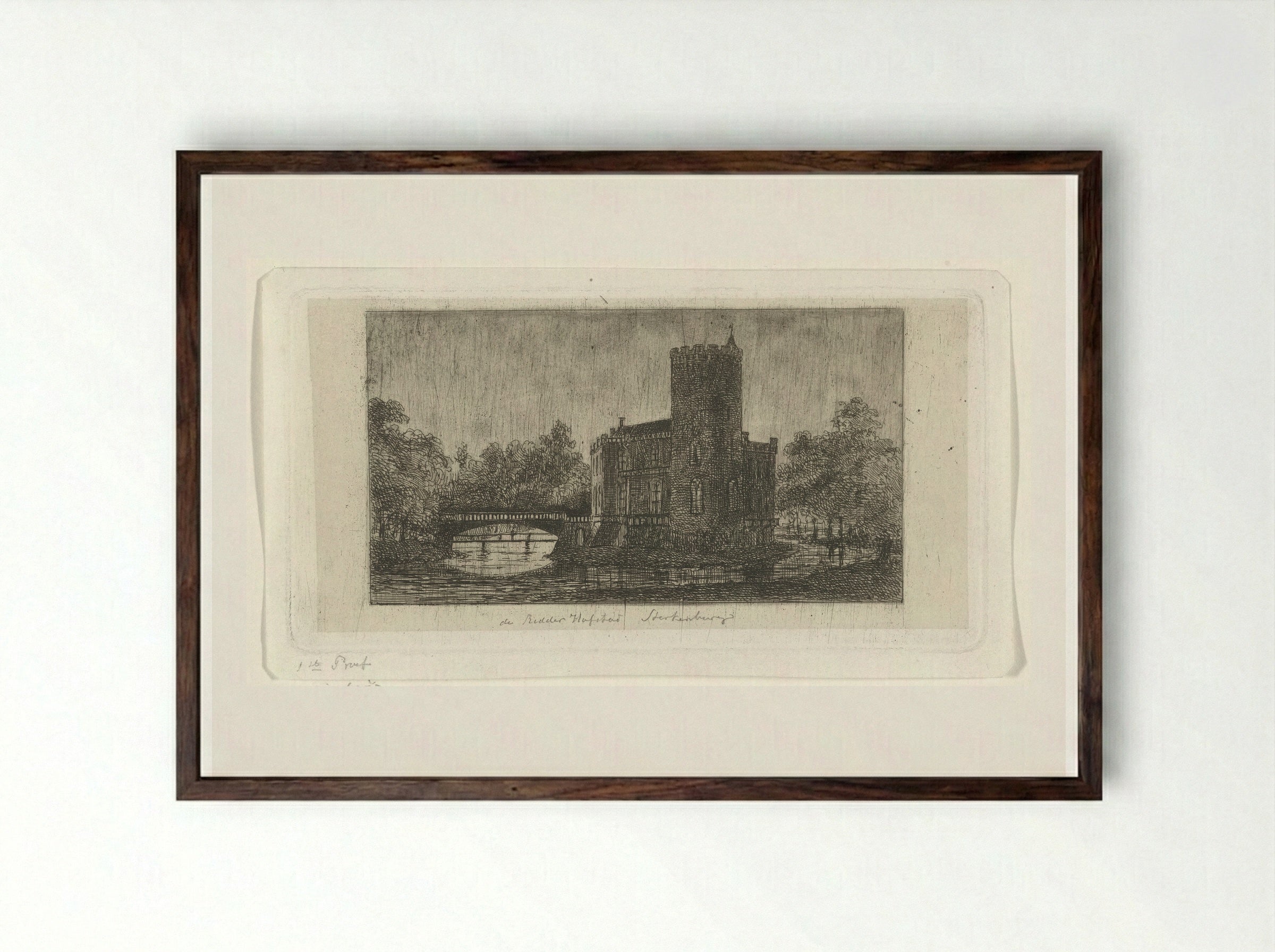 Gezicht op Ridderhofstad Sterkenburg - Jacobus Ludovicus Cornet - Framed Print Dark Wood