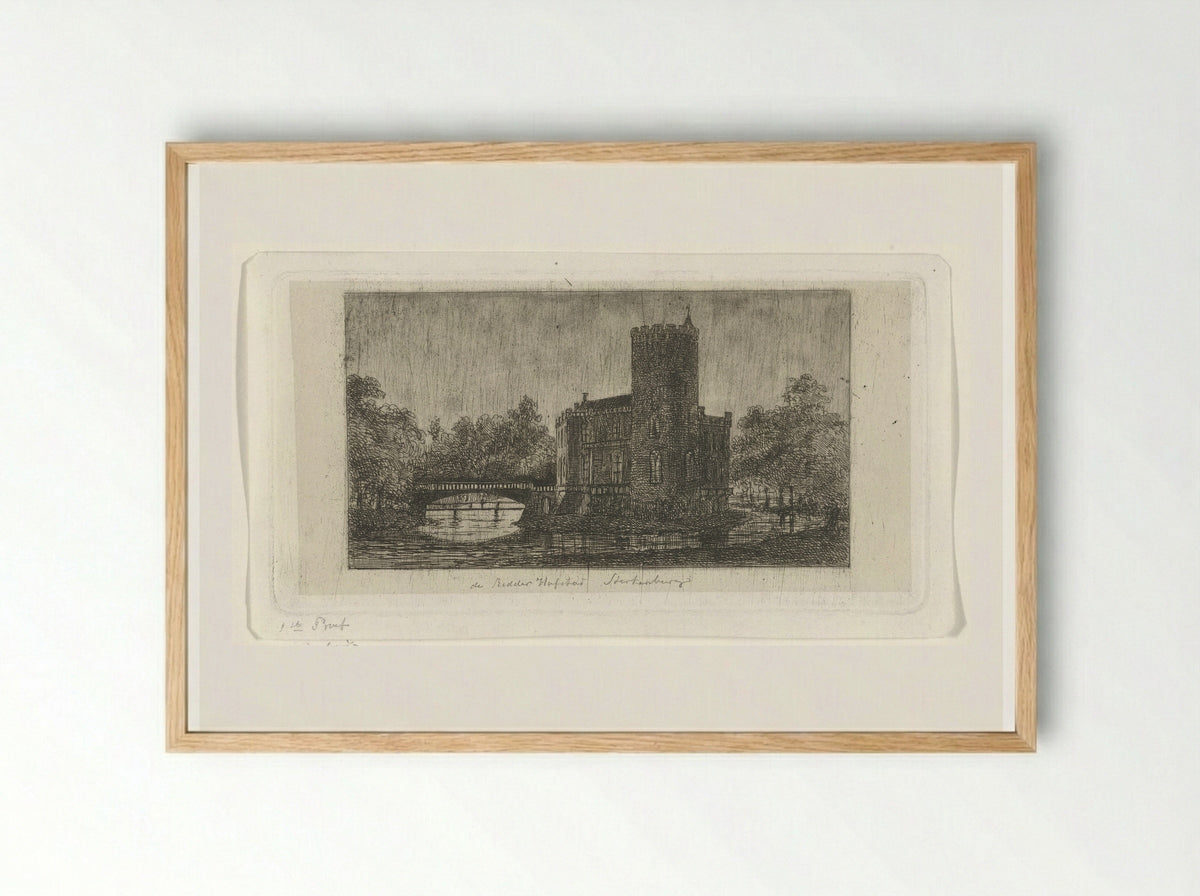 Gezicht op Ridderhofstad Sterkenburg - Jacobus Ludovicus Cornet - Framed Print Wood