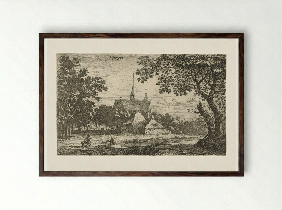 Gezicht op Rijsbergen - Roelant Roghman - Framed Print Dark Wood