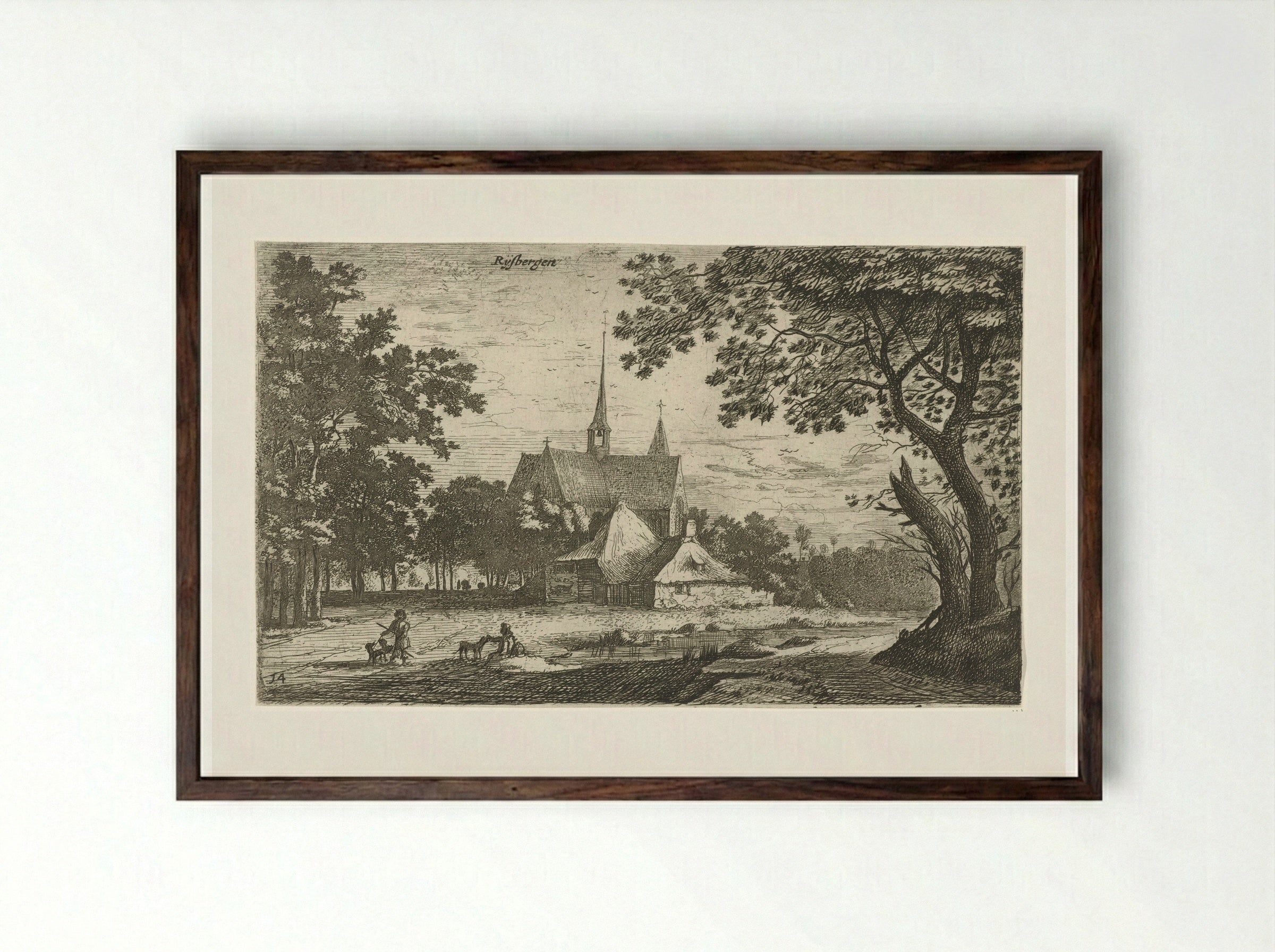 Gezicht op Rijsbergen - Roelant Roghman - Framed Print Dark Wood