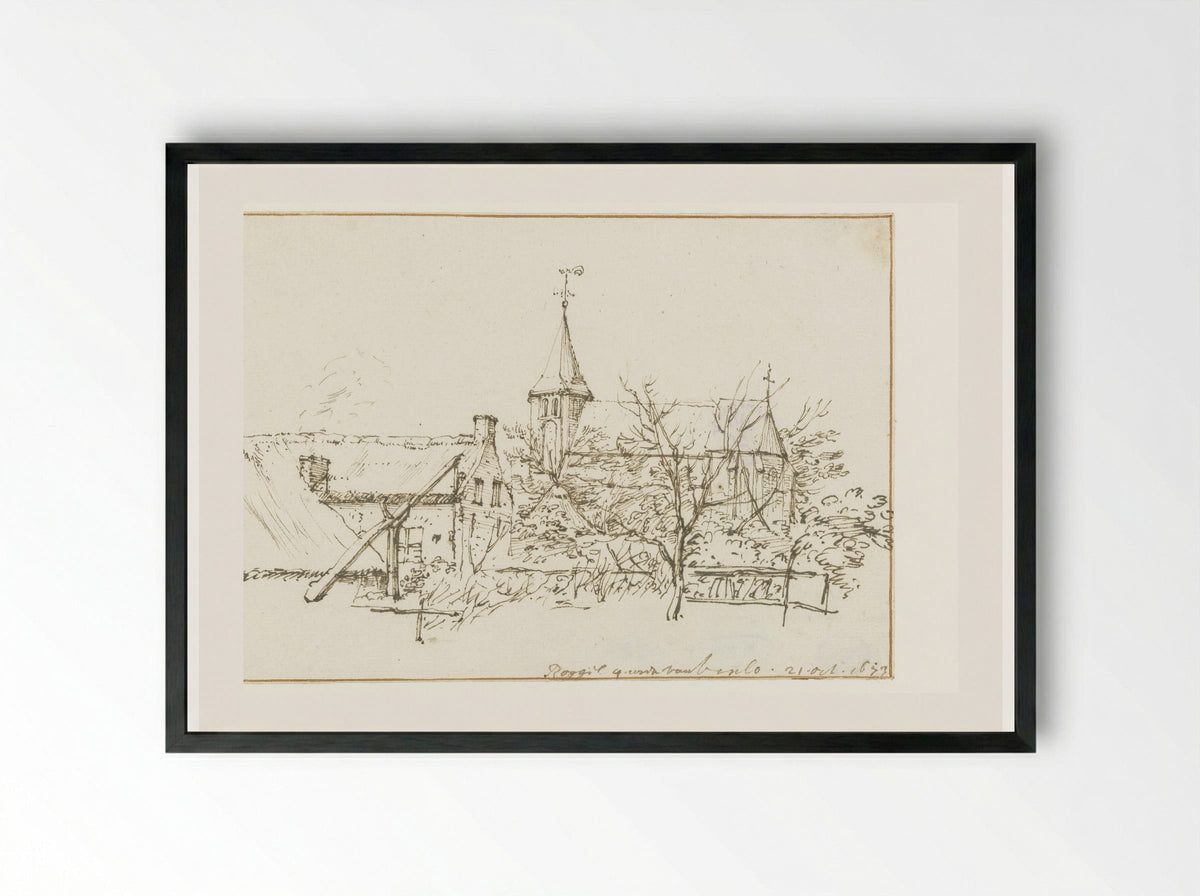 Gezicht op Roggel - Constantijn Huygens (II) - Framed Print Black
