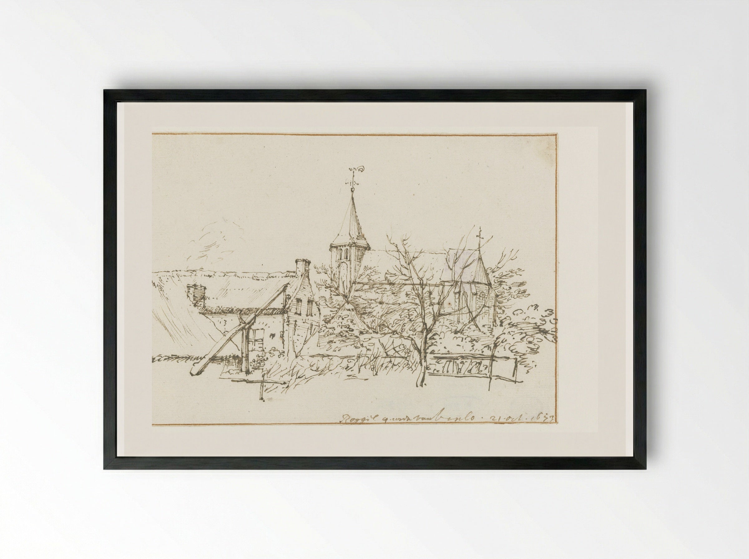 Gezicht op Roggel - Constantijn Huygens (II) - Framed Print Black