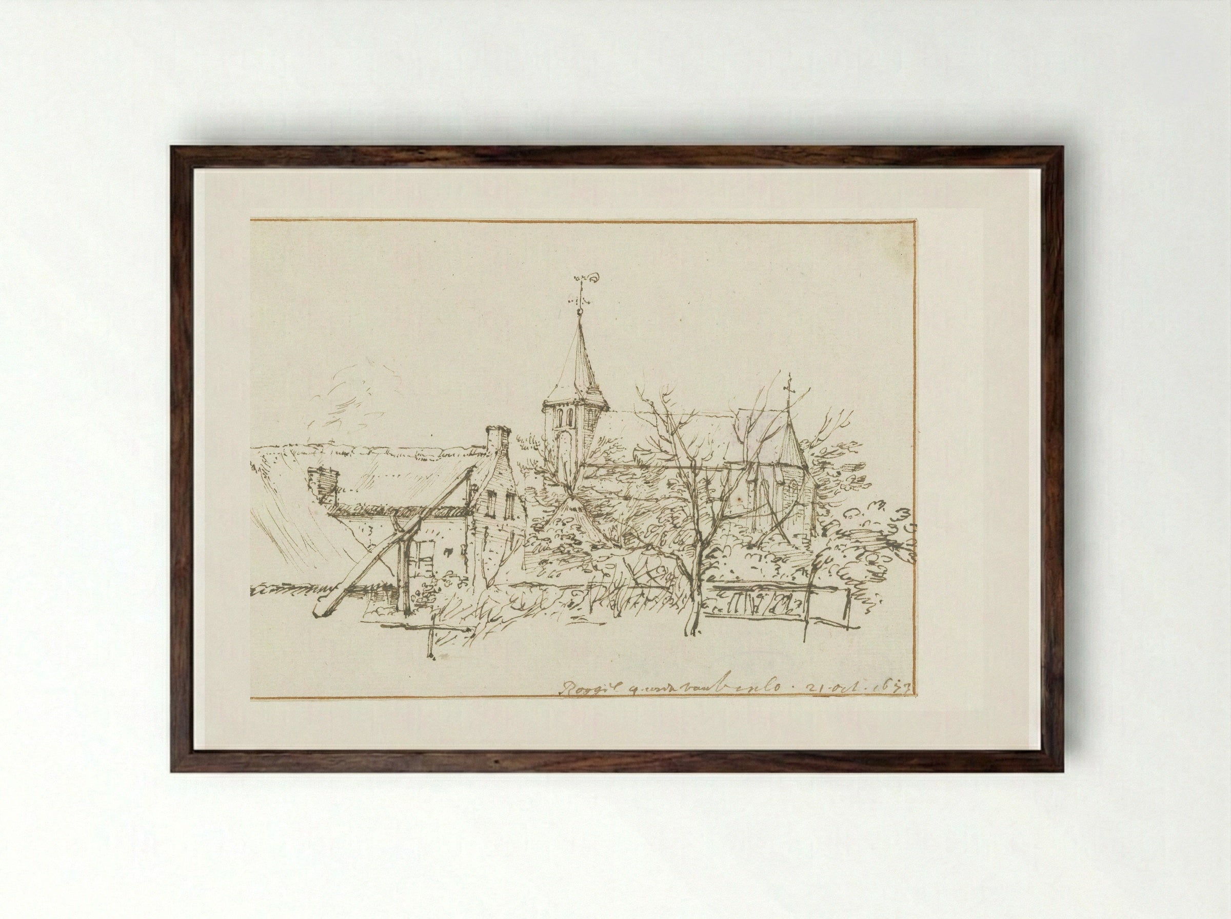 Gezicht op Roggel - Constantijn Huygens (II) - Framed Print Dark Wood