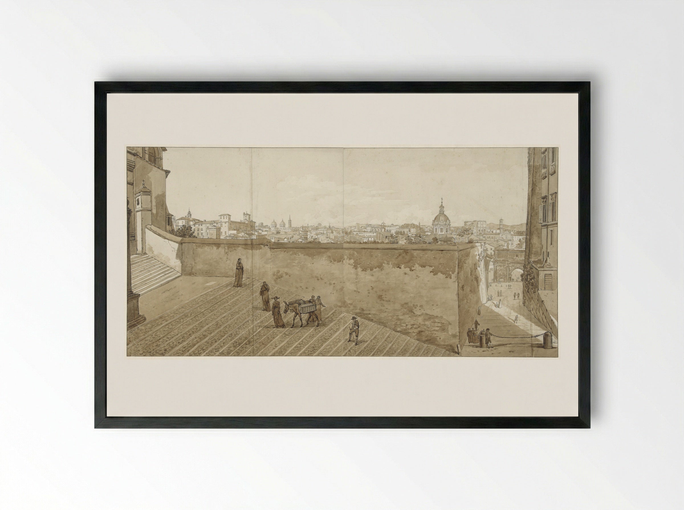 Gezicht op Rome vanaf het Capitool - Jean Grandjean - Framed Print Black
