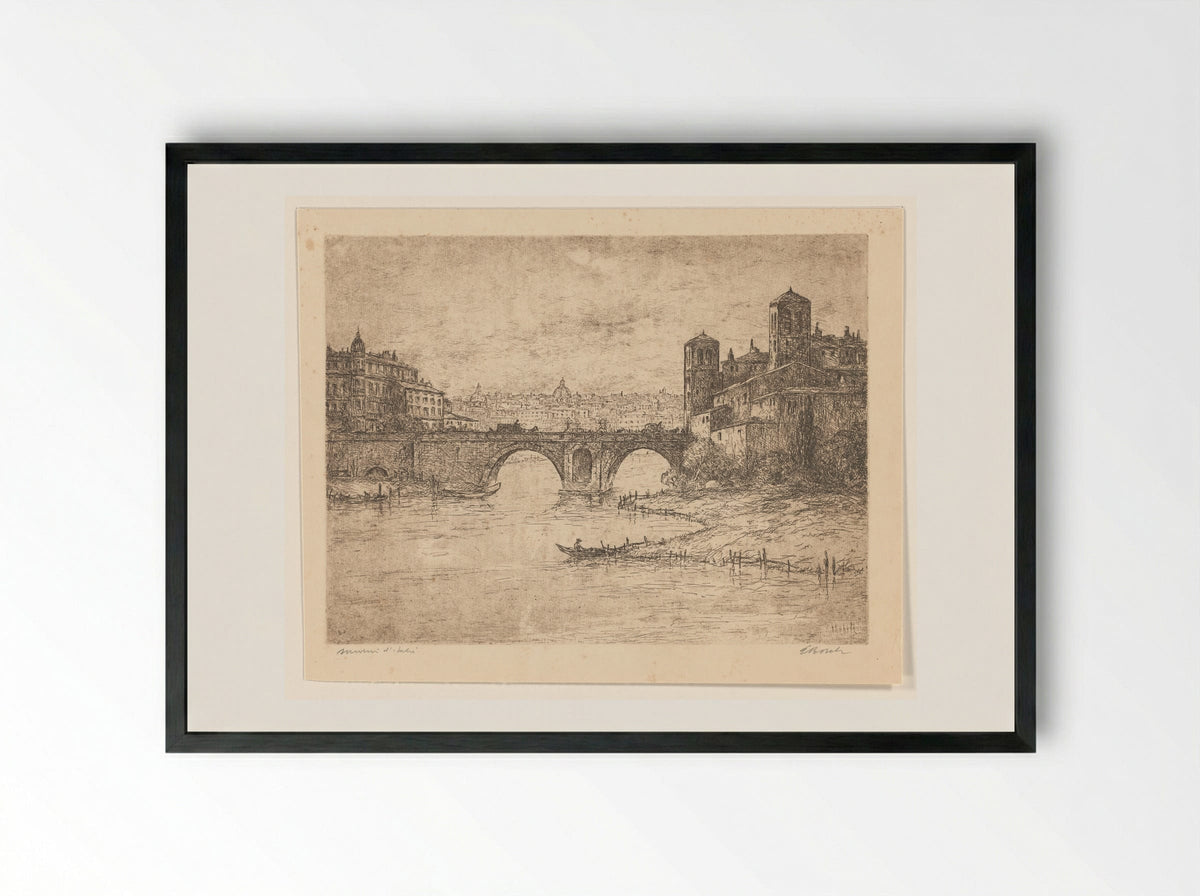 Gezicht op Rome - Etienne Bosch - Framed Print Black