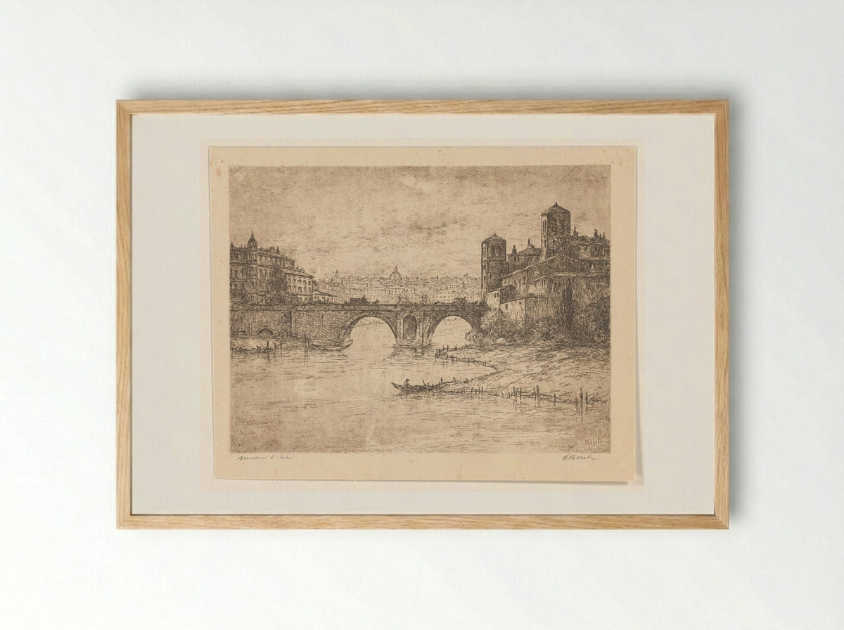 Gezicht op Rome - Etienne Bosch - Framed Print Wood