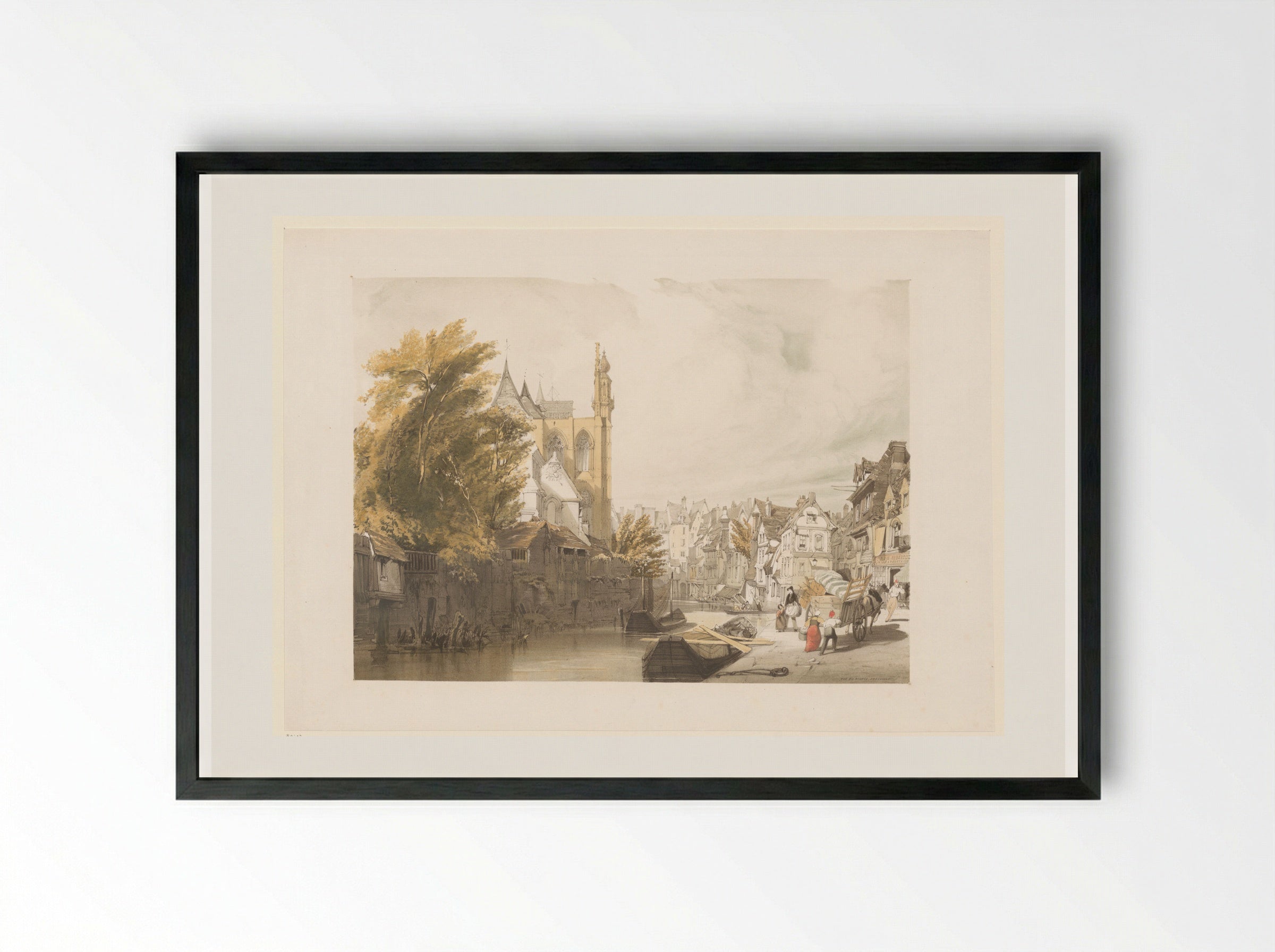 Gezicht op Rue de Rivage in Abbeville - Thomas Shotter Boys - Framed Print Black