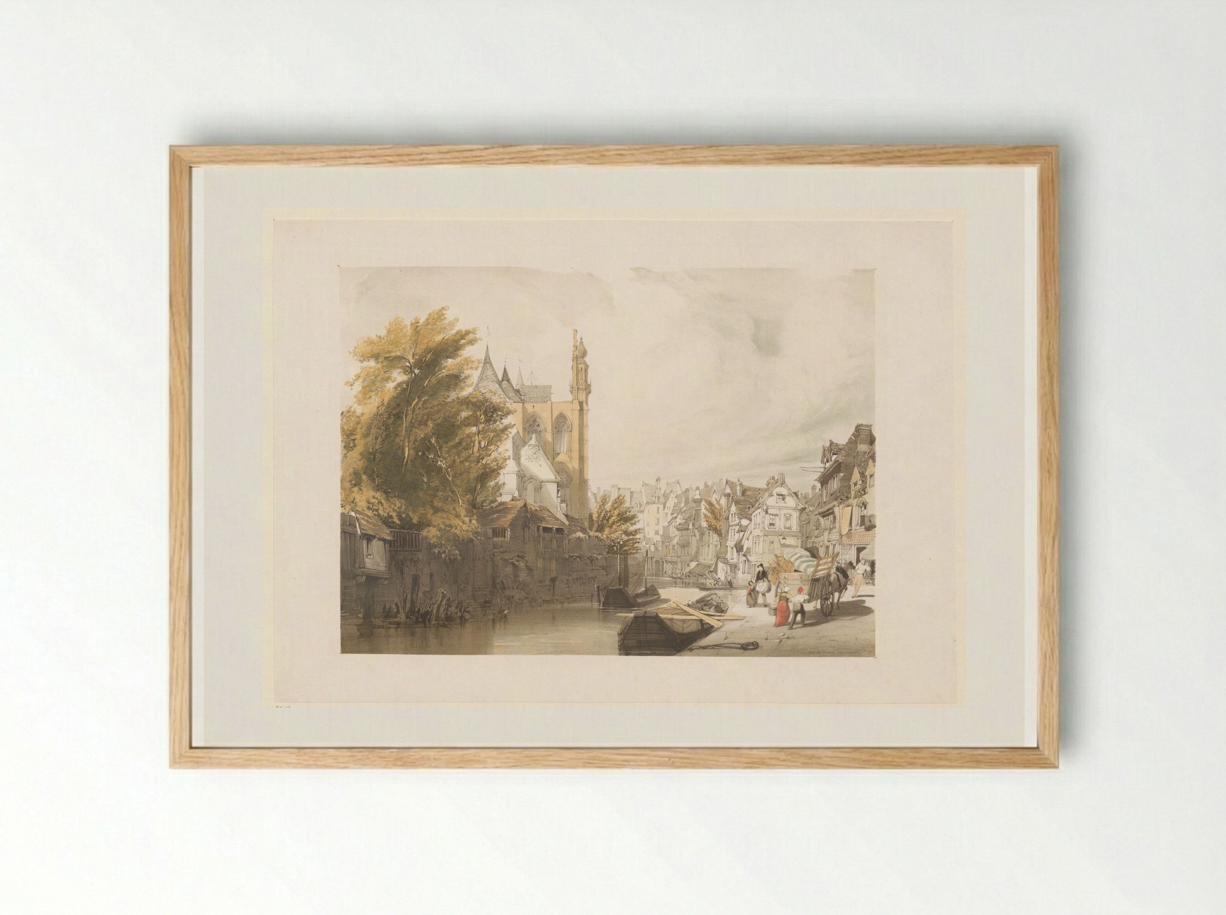 Gezicht op Rue de Rivage in Abbeville - Thomas Shotter Boys - Framed Print Wood