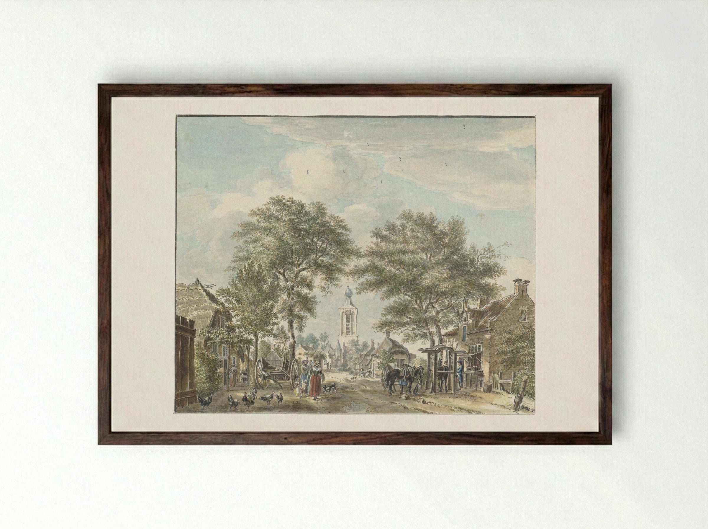 Gezicht op Scherpenzeel - Jan de Beijer - Framed Print Dark Wood