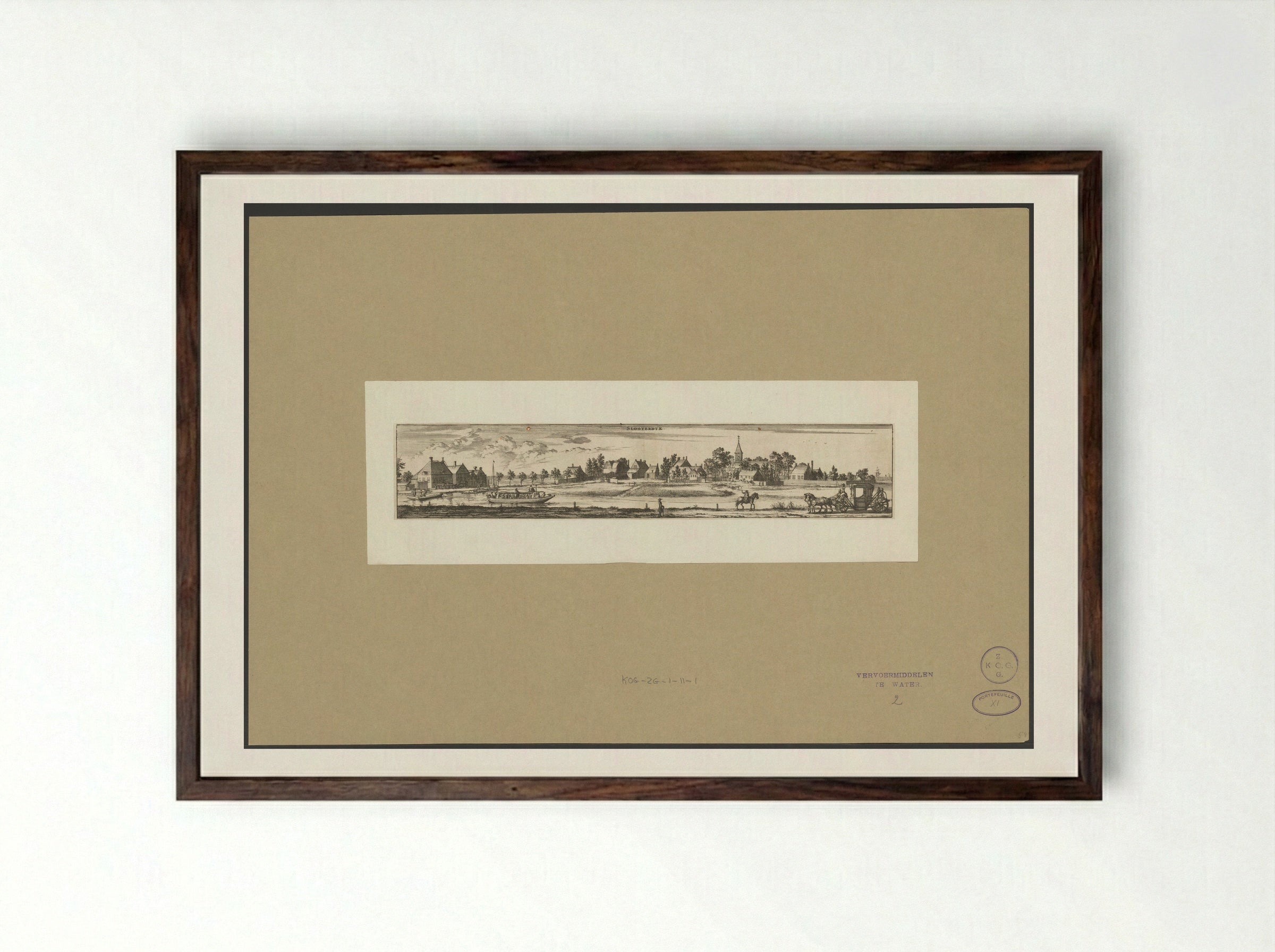Gezicht op Sloterdijk - Jan Luyken - Framed Print Dark Wood