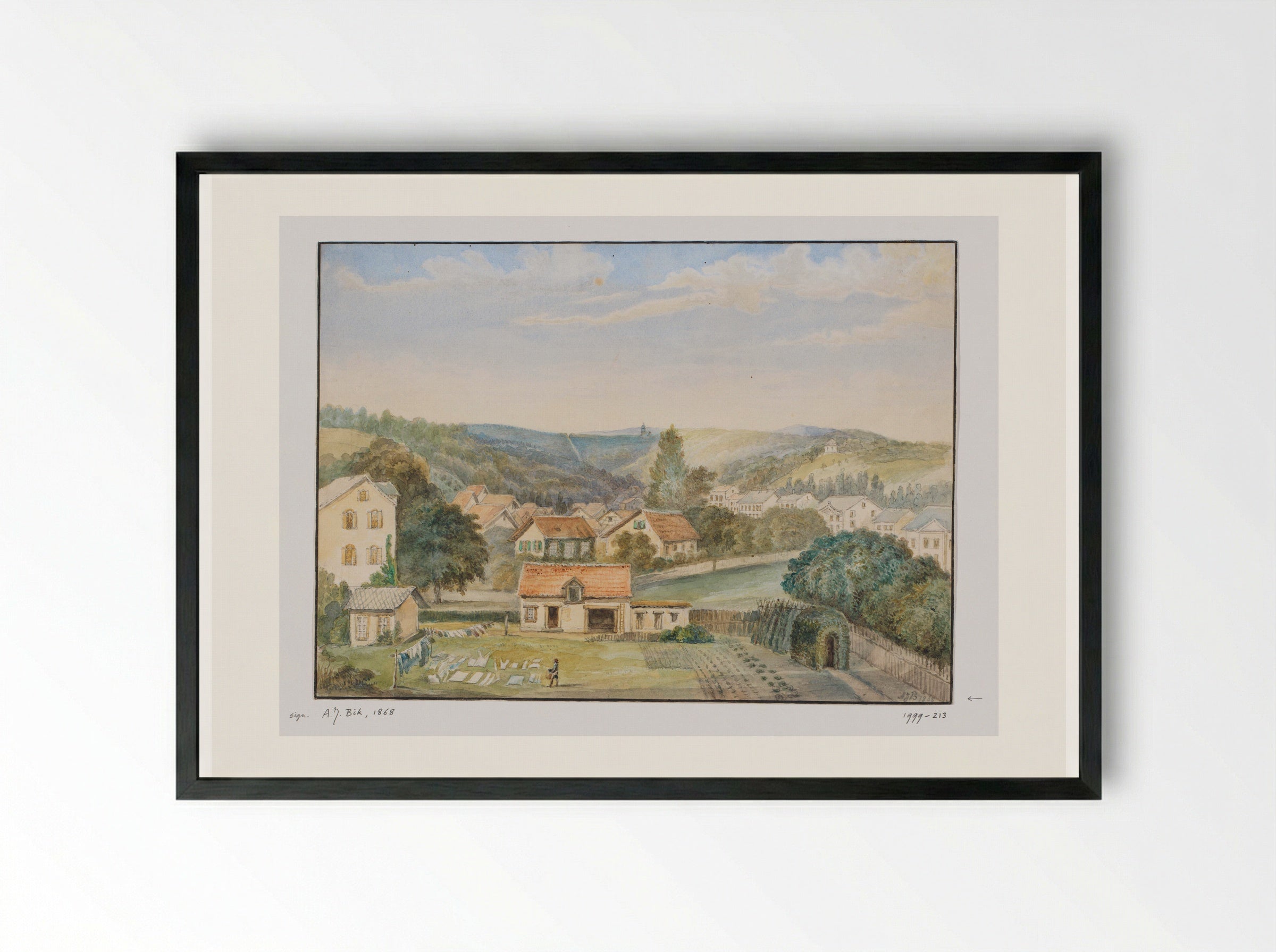 Gezicht op Soden-am-Taunus, Duitsland - Adrianus Johannes Bik - Framed Print Black