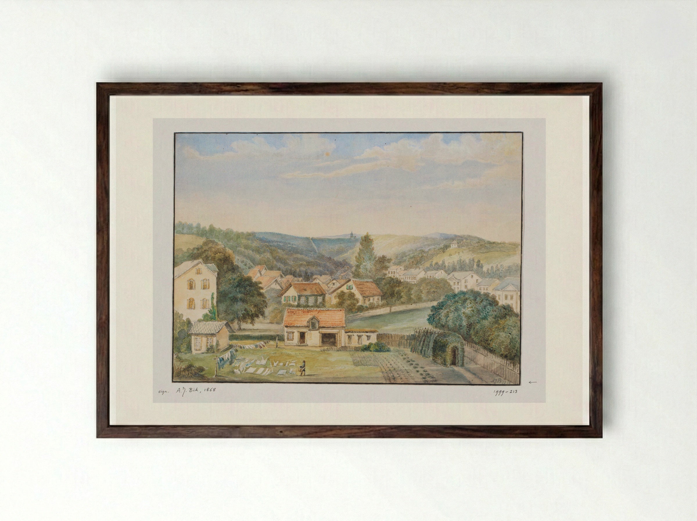 Gezicht op Soden-am-Taunus, Duitsland - Adrianus Johannes Bik - Framed Print Dark Wood