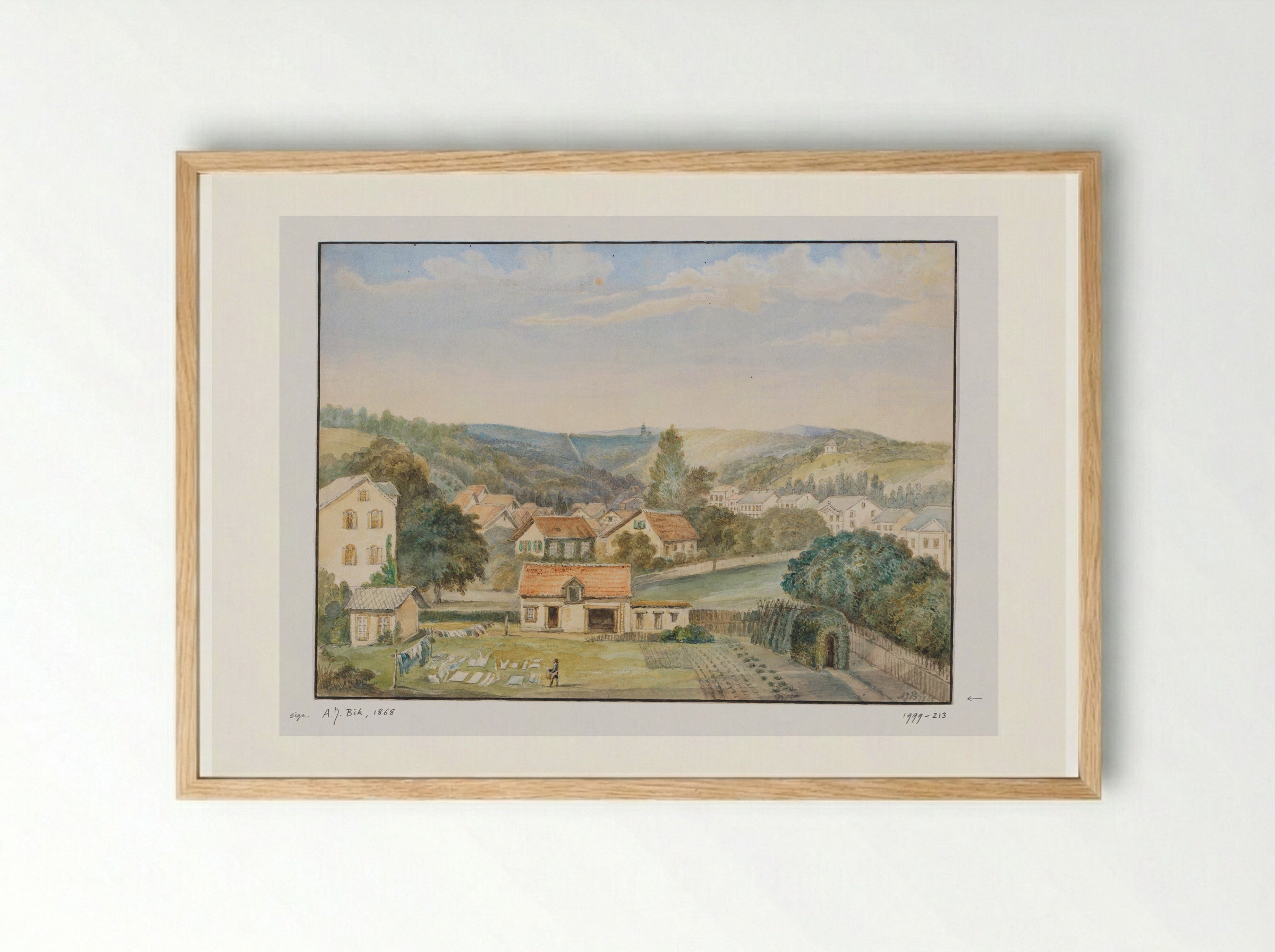 Gezicht op Soden-am-Taunus, Duitsland - Adrianus Johannes Bik - Framed Print Wood