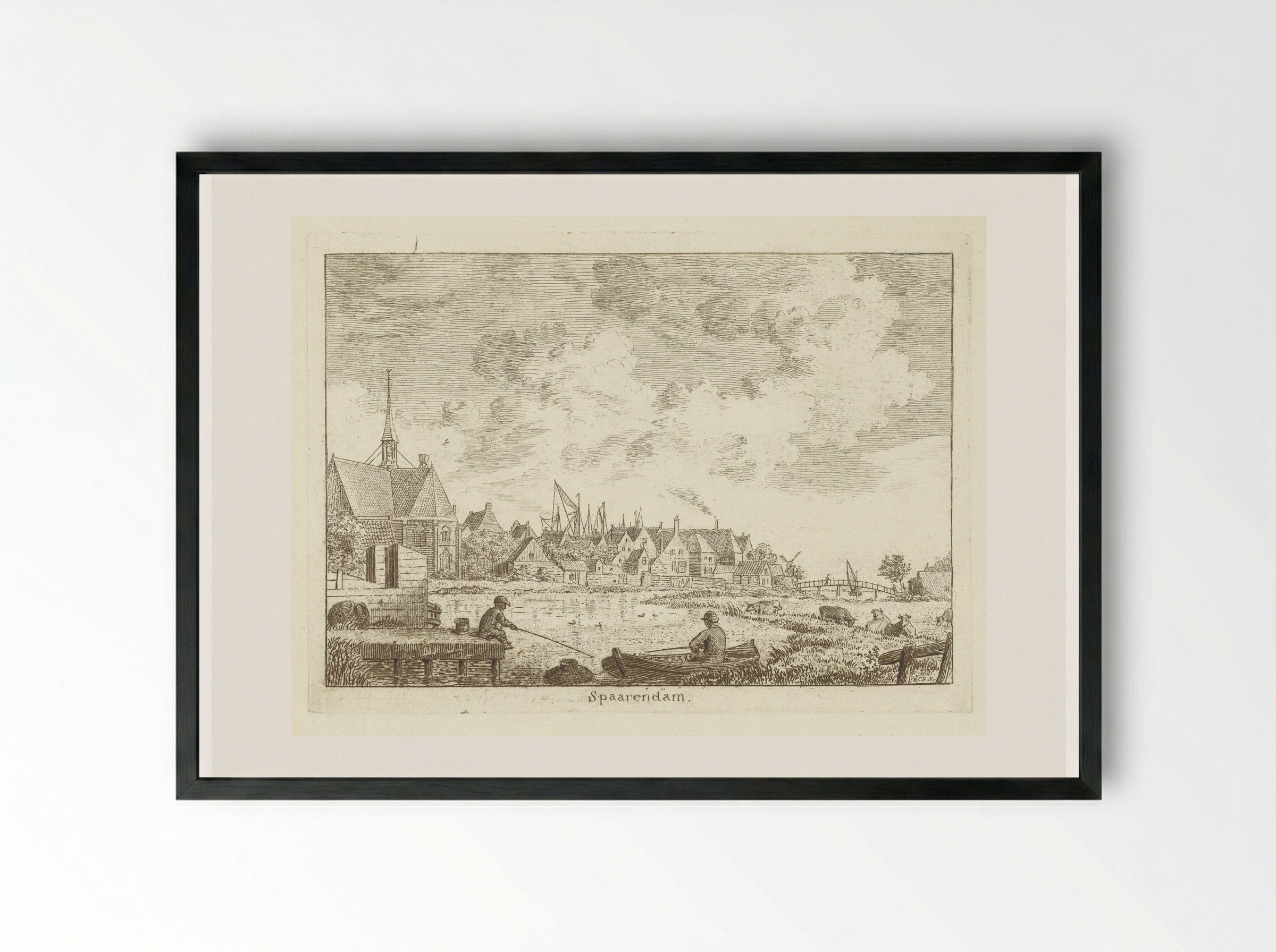 Gezicht op Spaarndam - Cornelis van Noorde - Framed Print Black