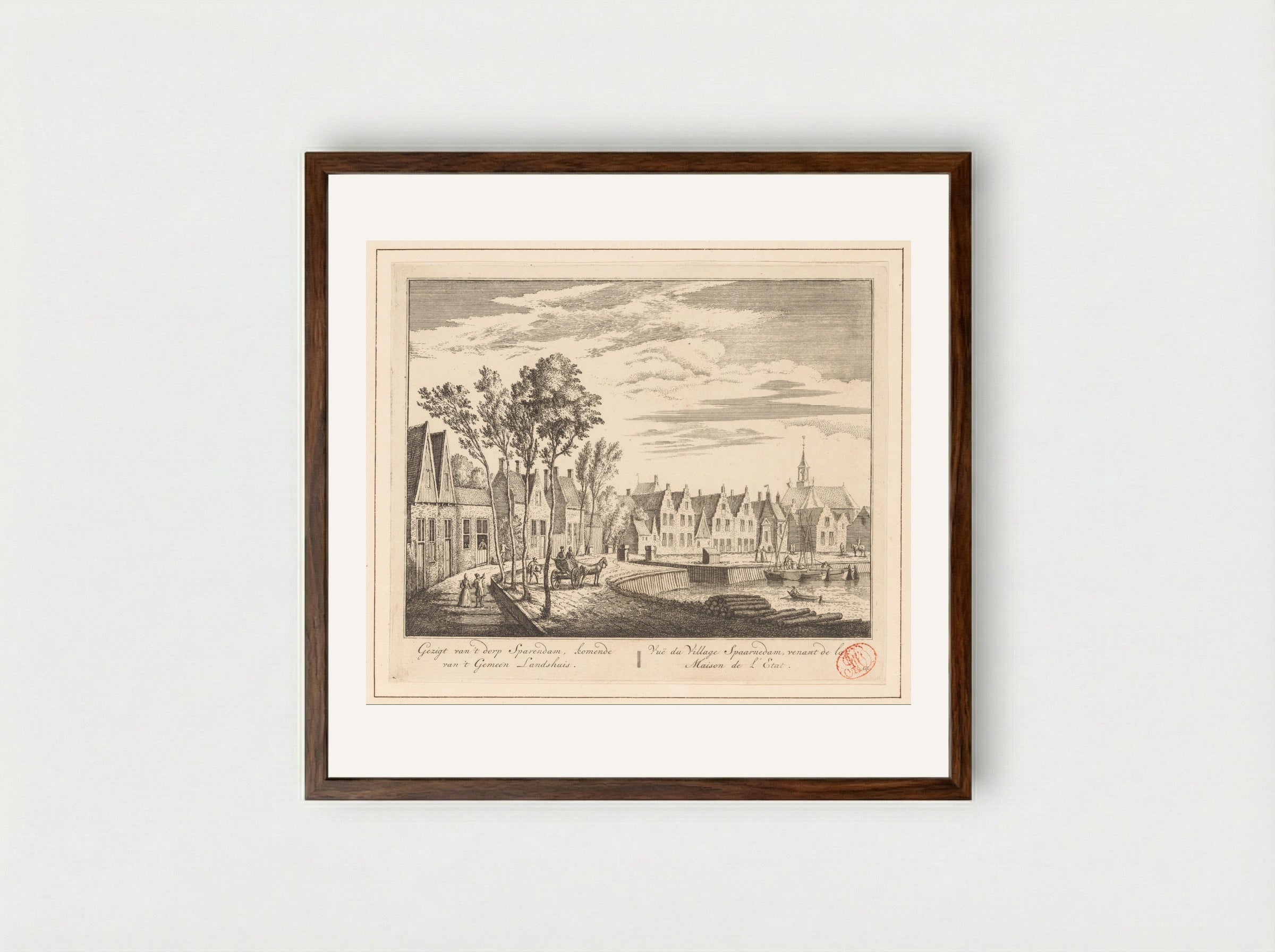 Gezicht op Spaarndam - Abraham Rademaker - Framed Print Dark Wood