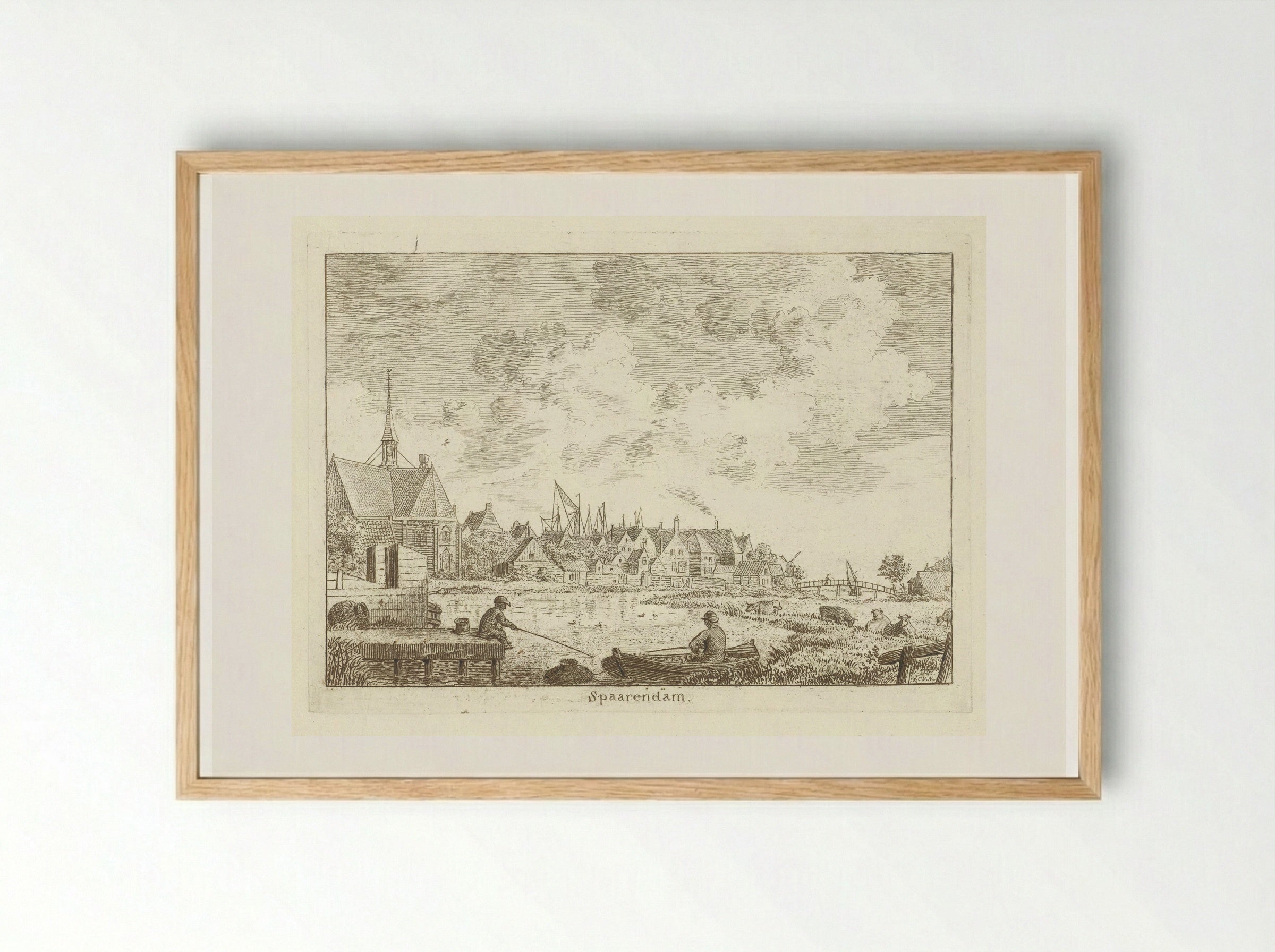 Gezicht op Spaarndam - Cornelis van Noorde - Framed Print Wood
