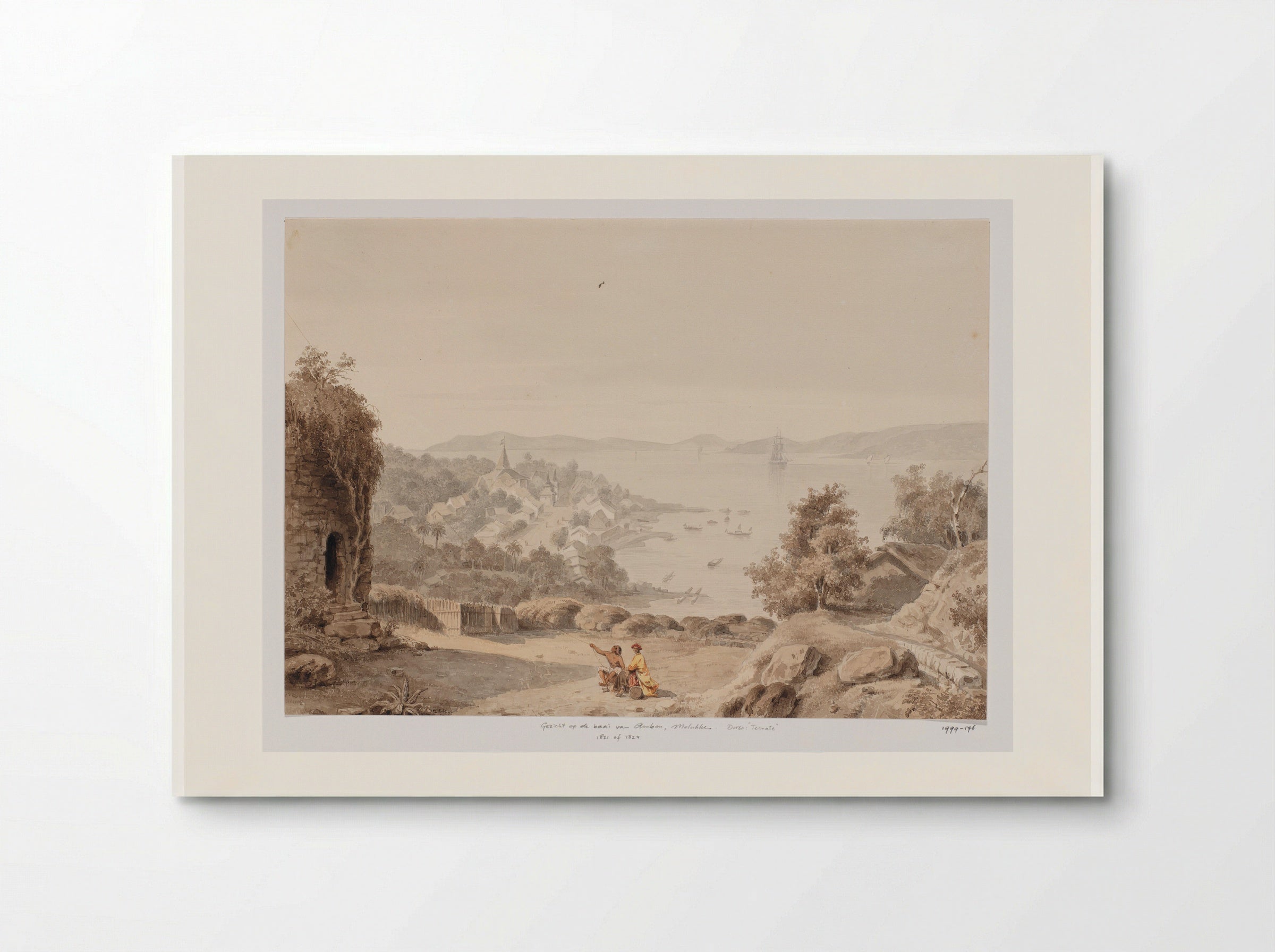 Gezicht op Ternate en de rede van Ternate - Adrianus Johannes Bik - Poster