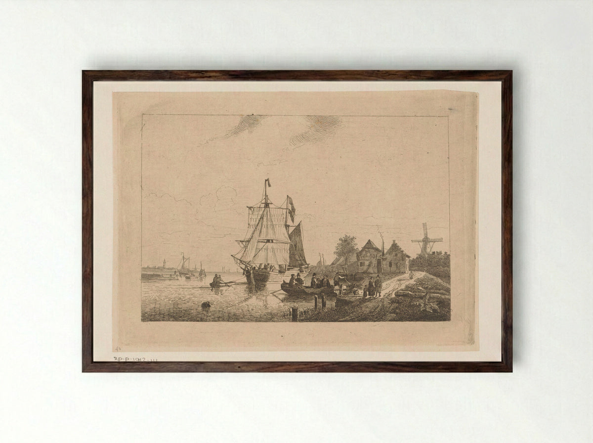 Gezicht op Tholen - Egidius Linnig - Framed Print Dark Wood