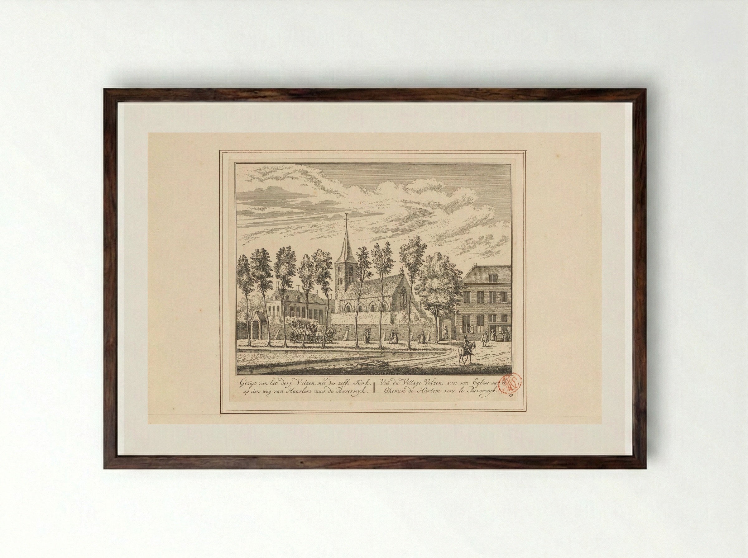 Gezicht op Velsen - Abraham Rademaker - Framed Print Dark Wood