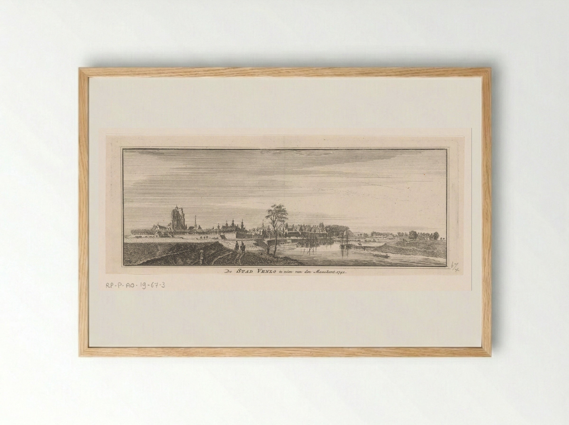 Gezicht op Venlo, gezien vanaf de Maas - Hendrik Spilman - Framed Print Wood