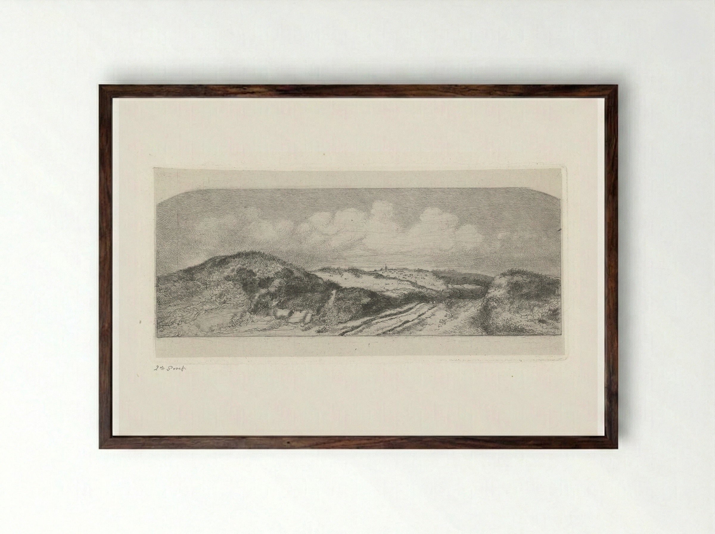 Gezicht op Wassenaar vanuit de duinen - Jacobus Ludovicus Cornet - Framed Print Dark Wood