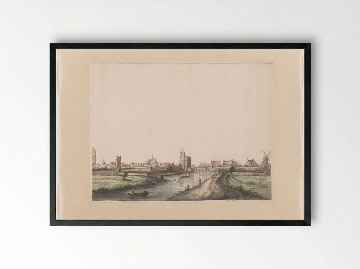 Gezicht op Zwolle - Gerrit Grasdorp - Framed Print Black