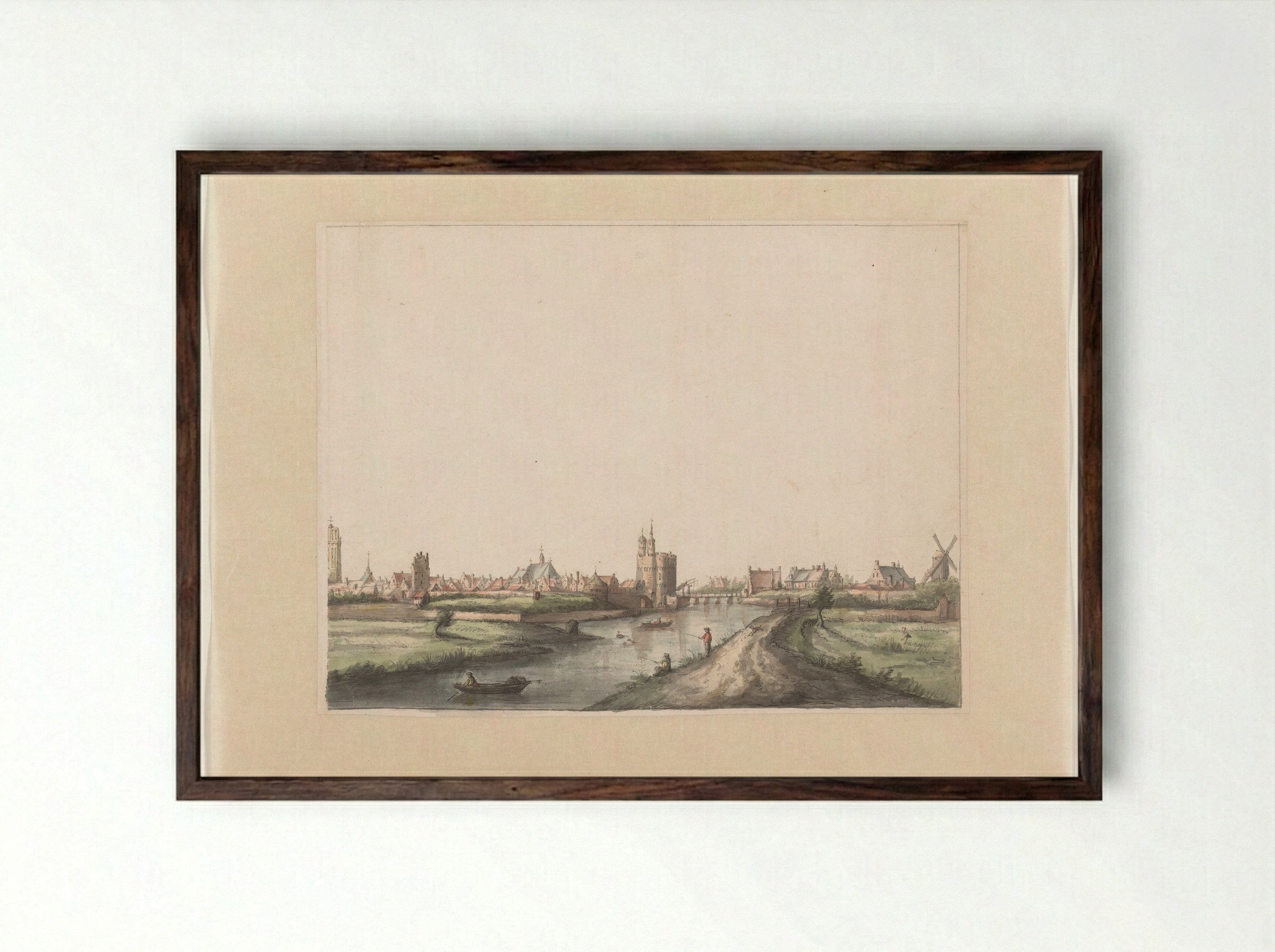 Gezicht op Zwolle - Gerrit Grasdorp - Framed Print Dark Wood