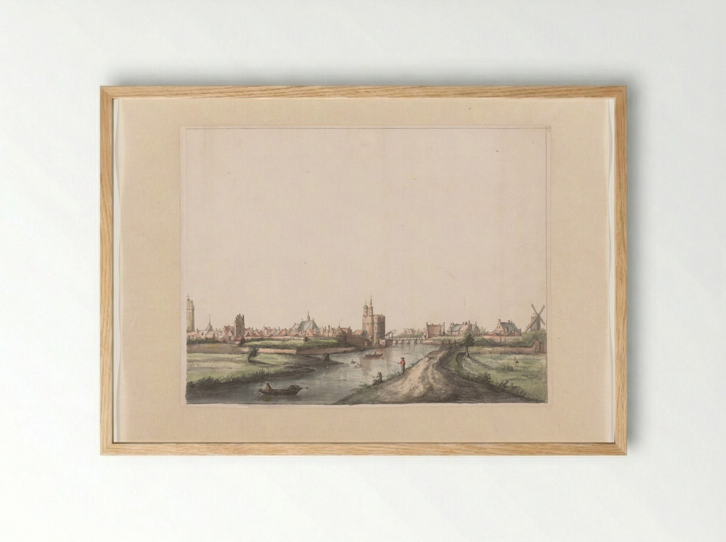 Gezicht op Zwolle - Gerrit Grasdorp - Framed Print Wood