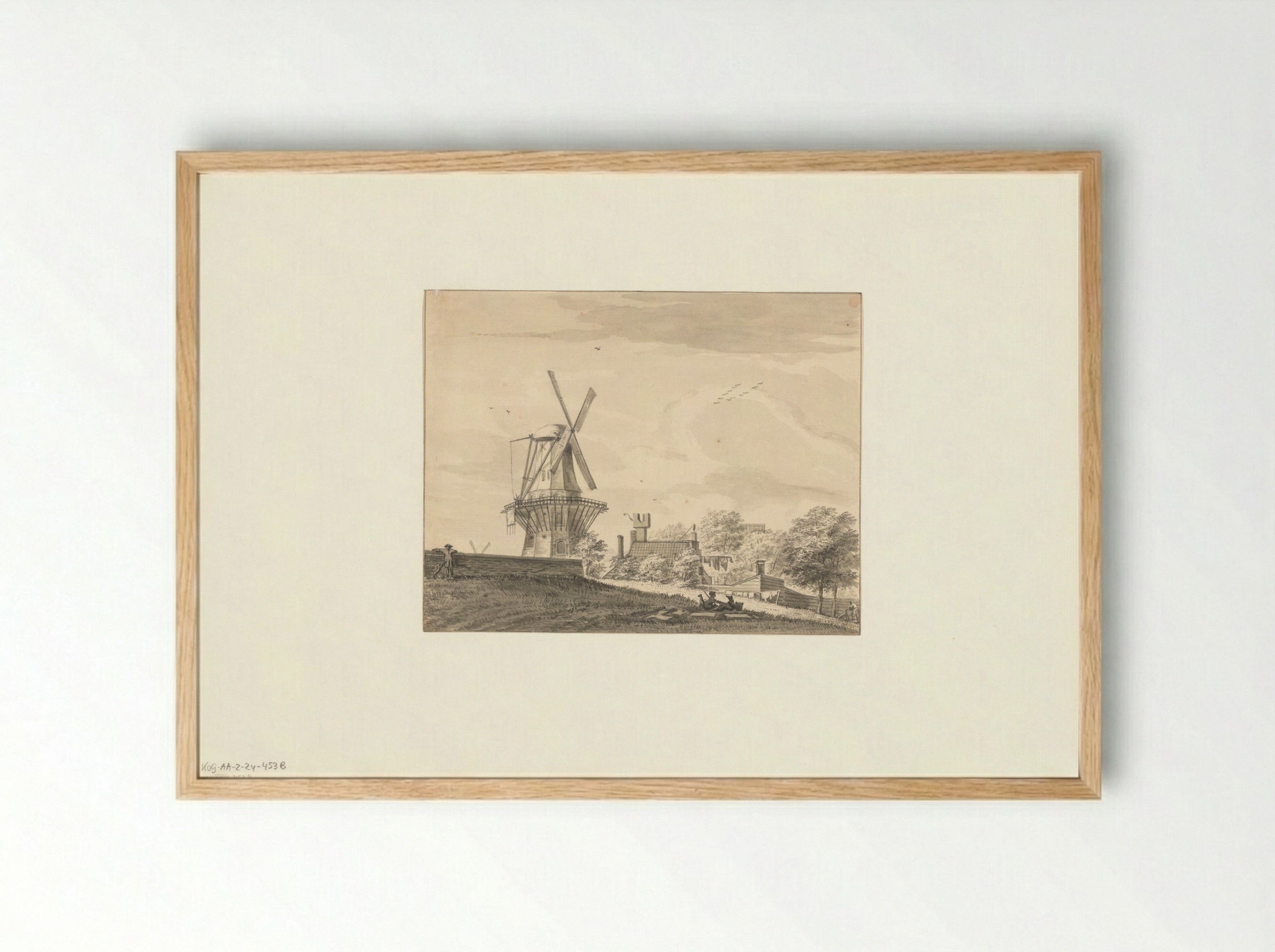 Gezicht op bolwerk Rijk met molen De Victor - Bartholomeus Barbiers - Framed Print Wood