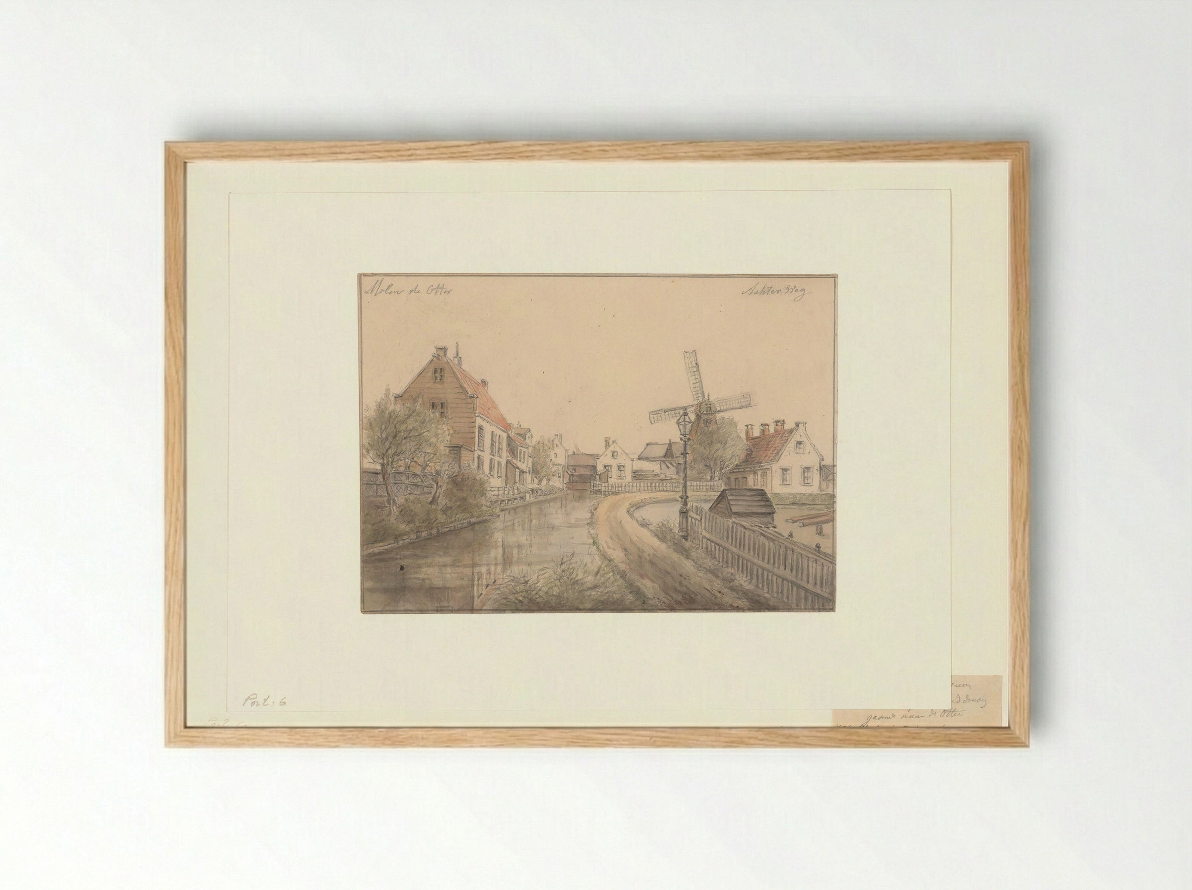 Gezicht op de Achterweg, gezien naar molen De Otter - Albert Martin - Framed Print Wood