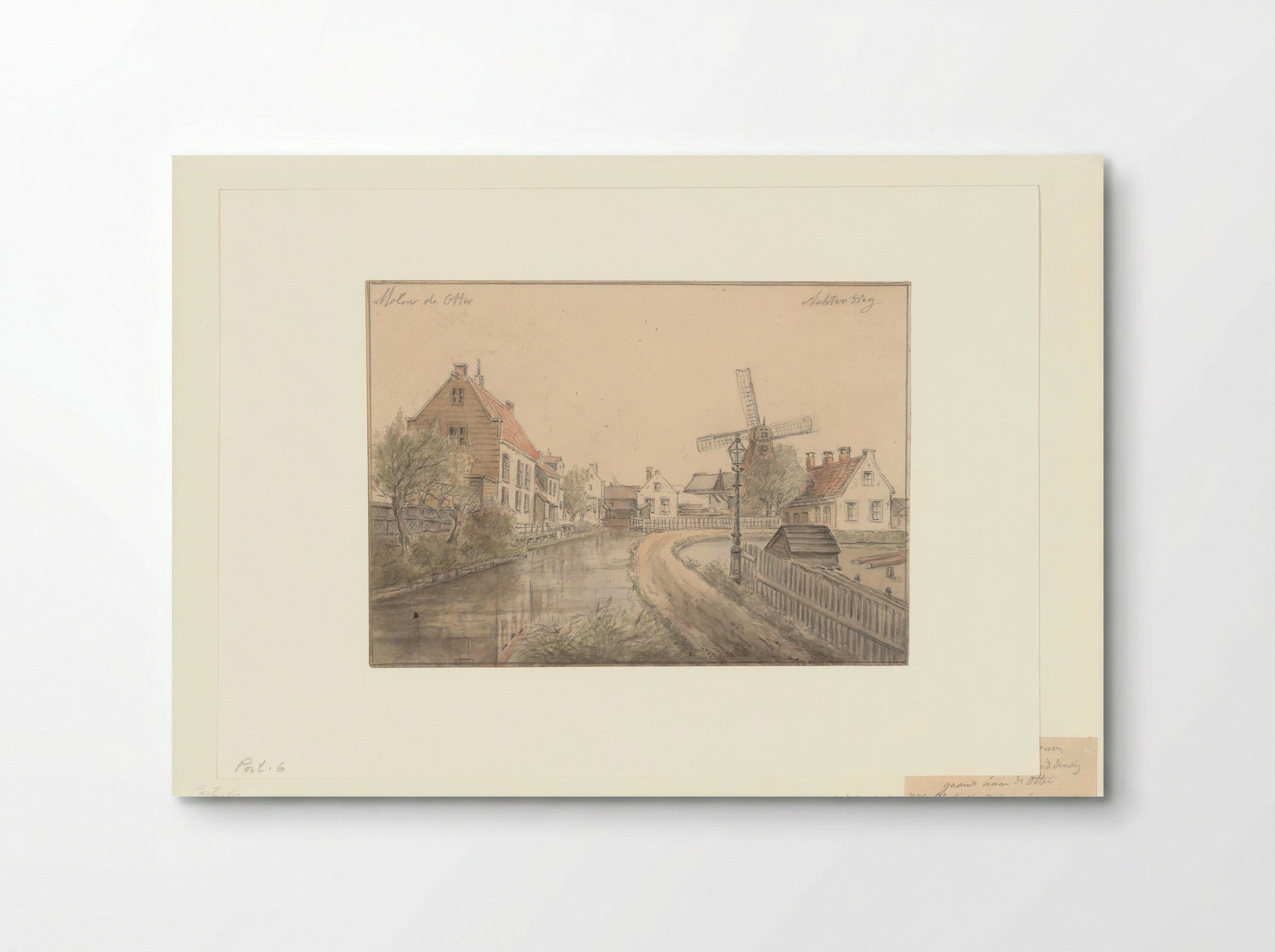 Gezicht op de Achterweg, gezien naar molen De Otter - Albert Martin - Poster