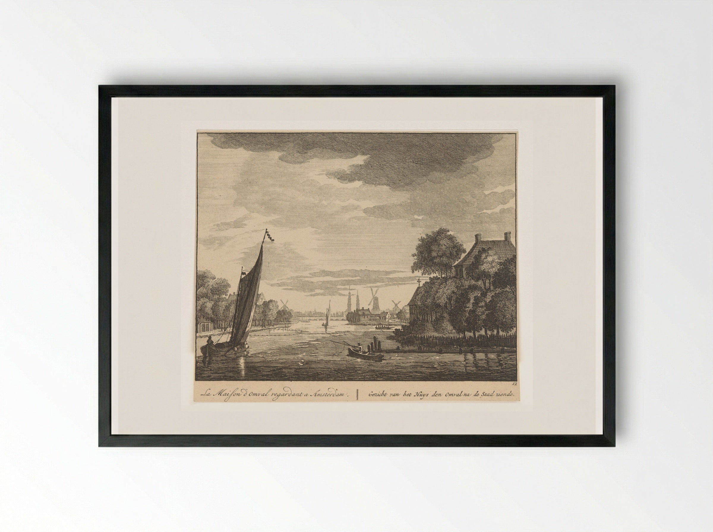 Gezicht op de Amstel bij Huis De Omval - Matthijs Pool - Framed Print Black