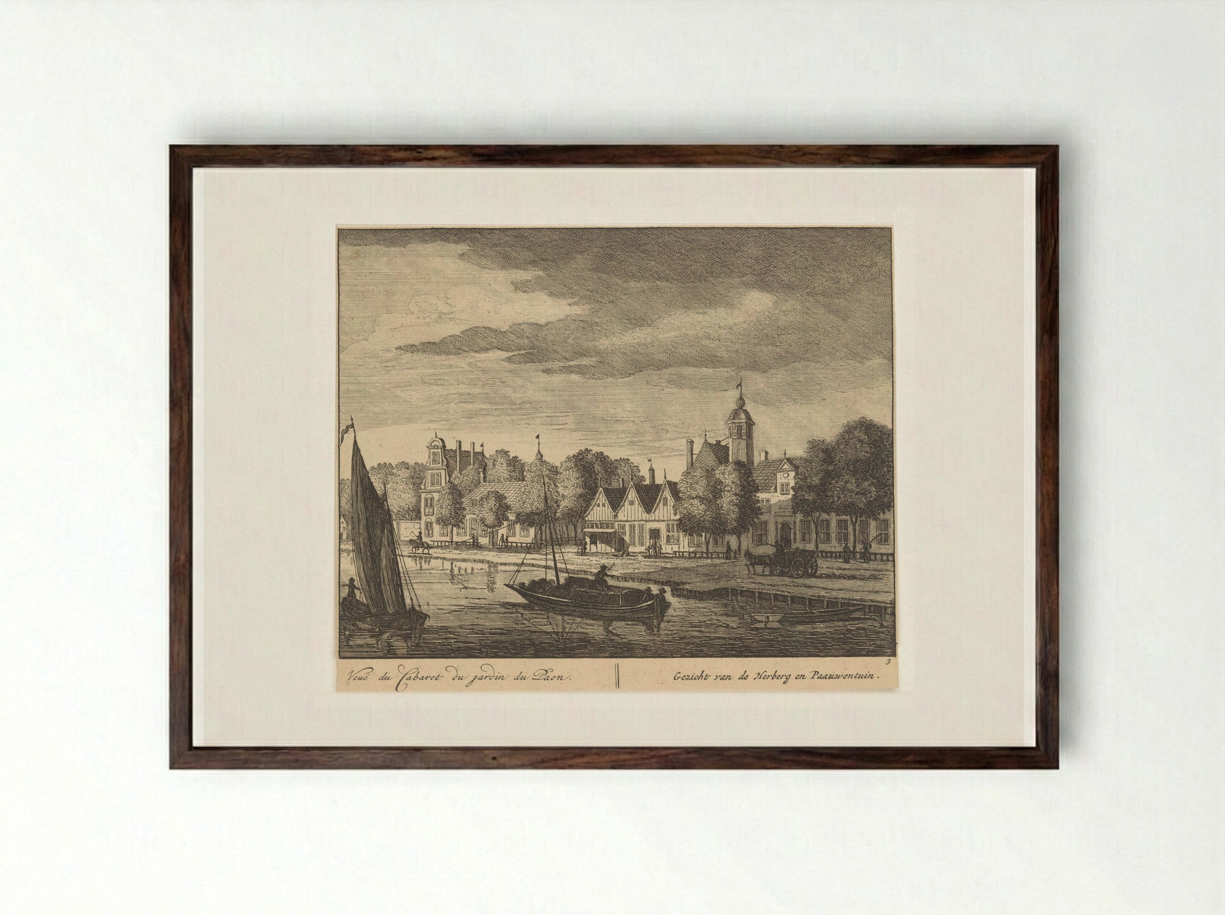 Gezicht op de Amstel bij Pauwentuin - Matthijs Pool - Framed Print Dark Wood