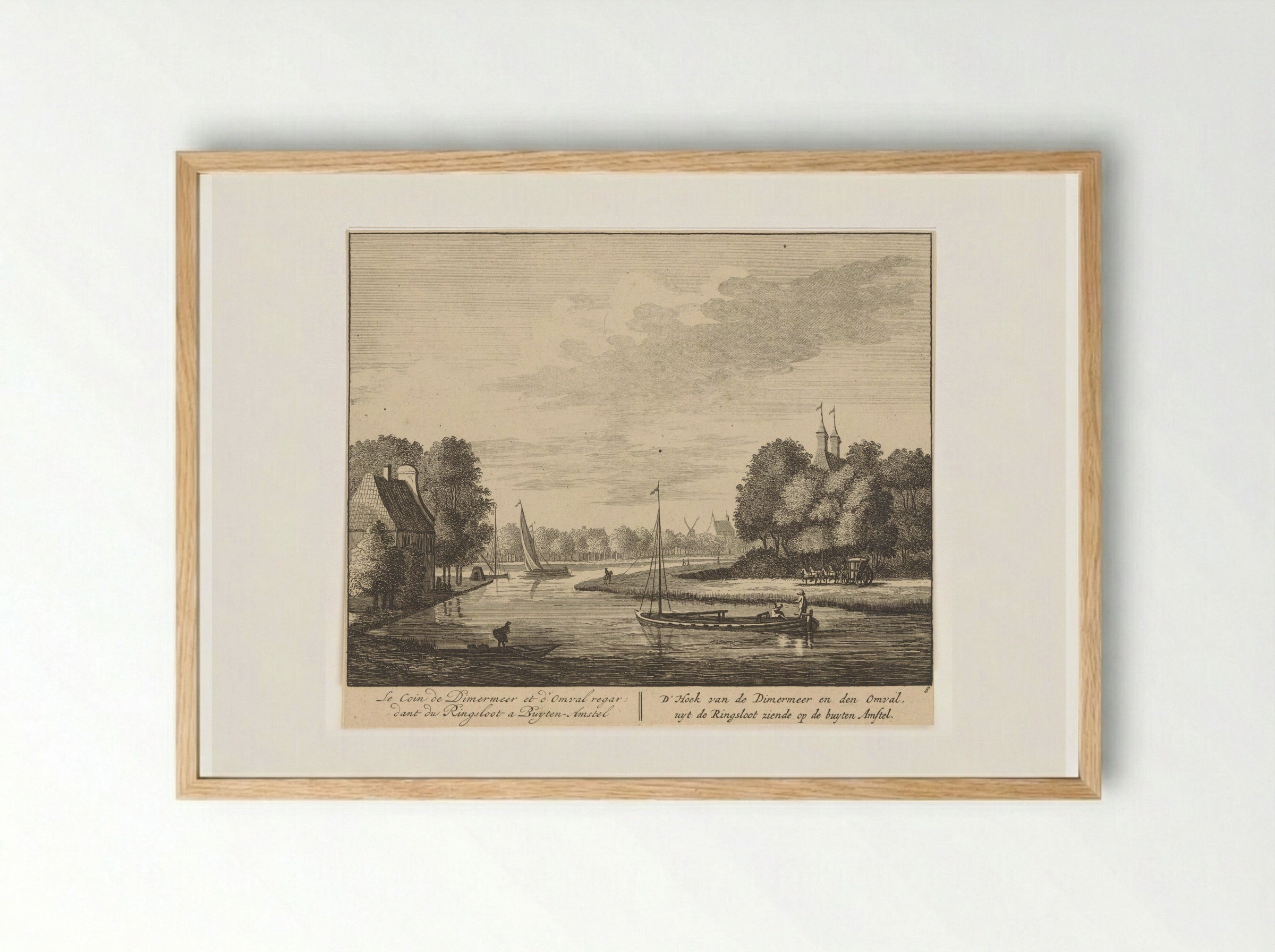 Gezicht op de Amstel bij de Omval - Matthijs Pool - Framed Print Wood