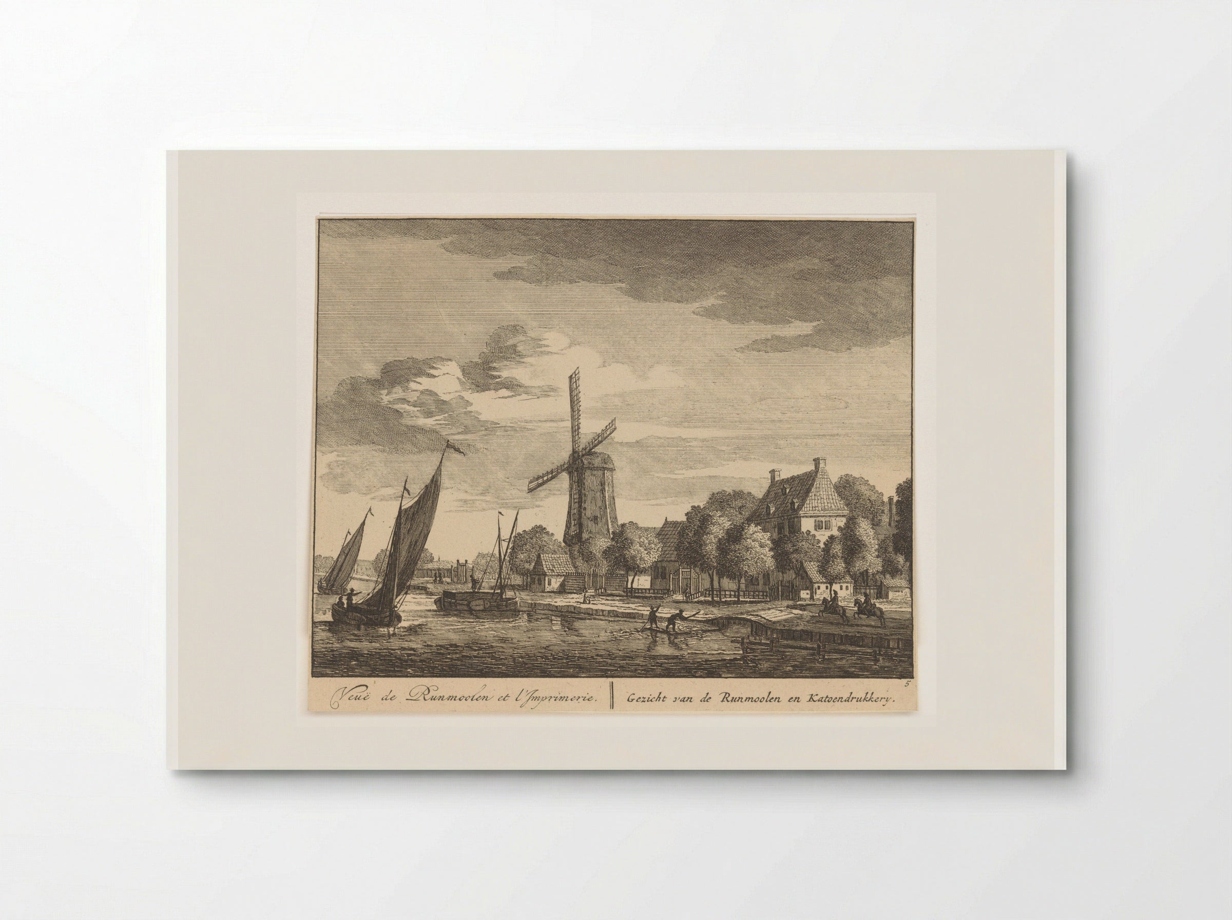 Gezicht op de Amstel bij de runmolen en katoendrukkerij - Matthijs Pool - Poster