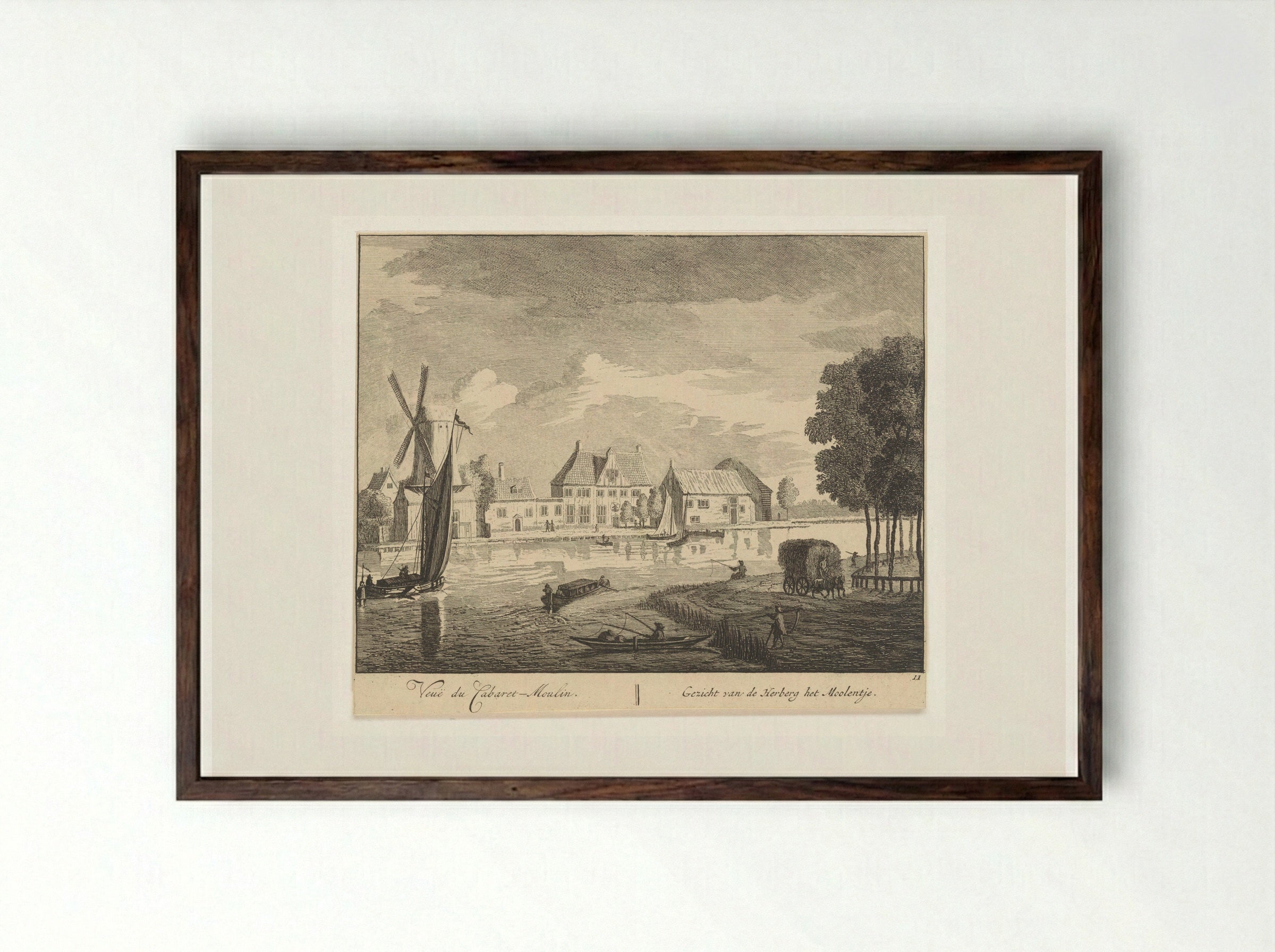 Gezicht op de Amstel bij herberg het Molentje - Matthijs Pool - Framed Print Dark Wood