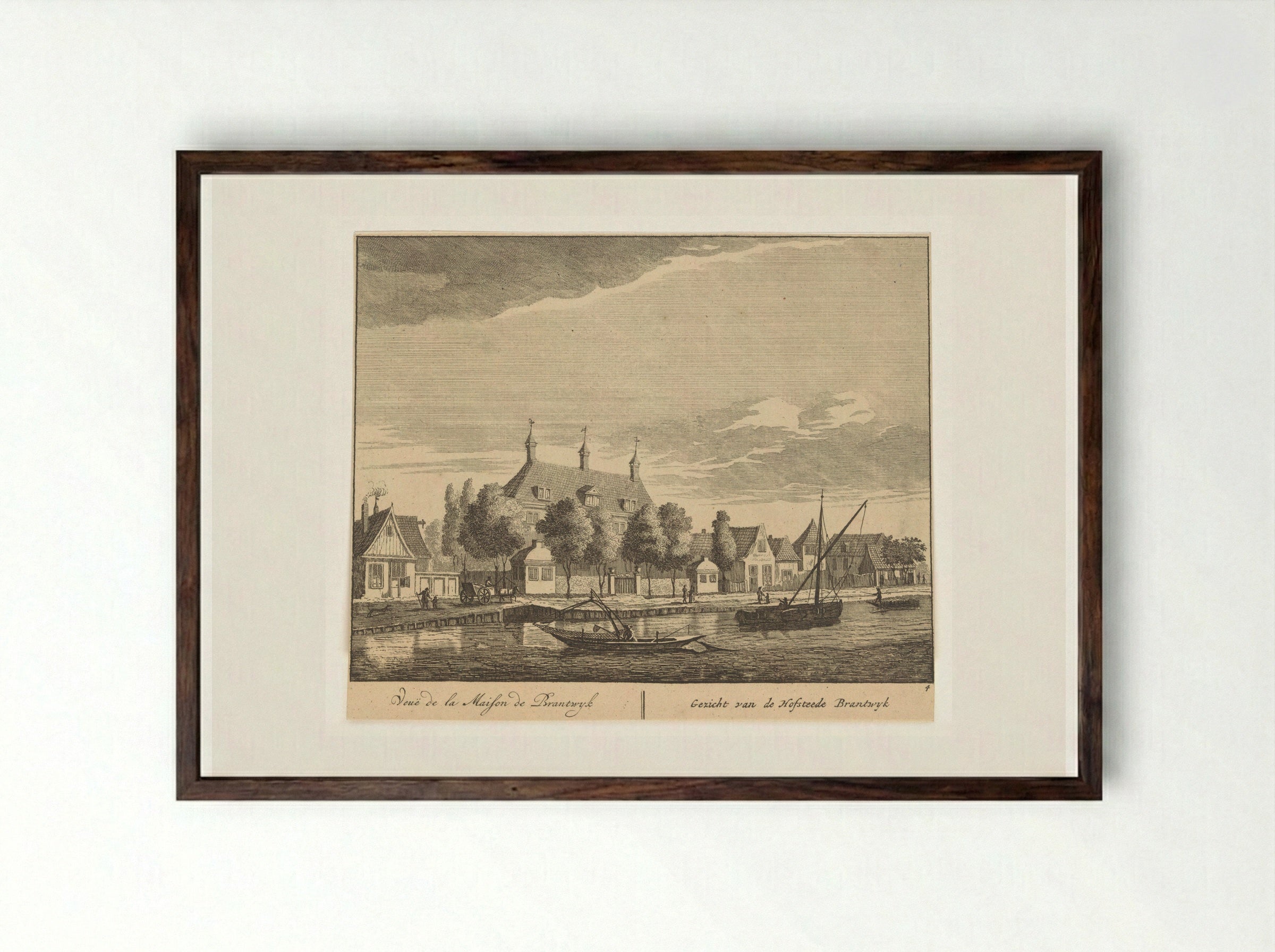 Gezicht op de Amstel bij hofstede Brandwijk - Matthijs Pool - Framed Print Dark Wood