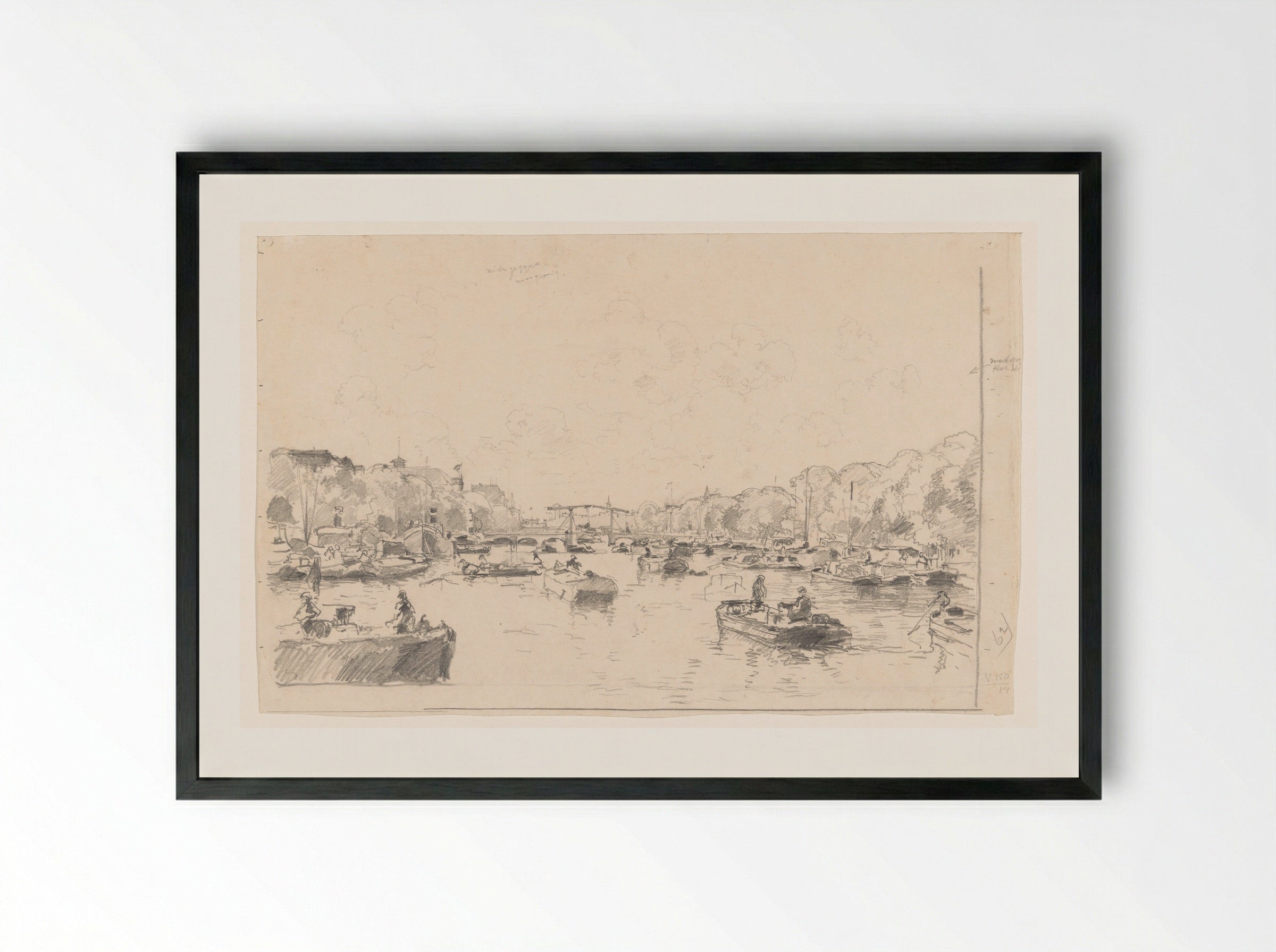 Gezicht op de Amstel en de Magere Brug - Cornelis Vreedenburgh - Framed Print Black