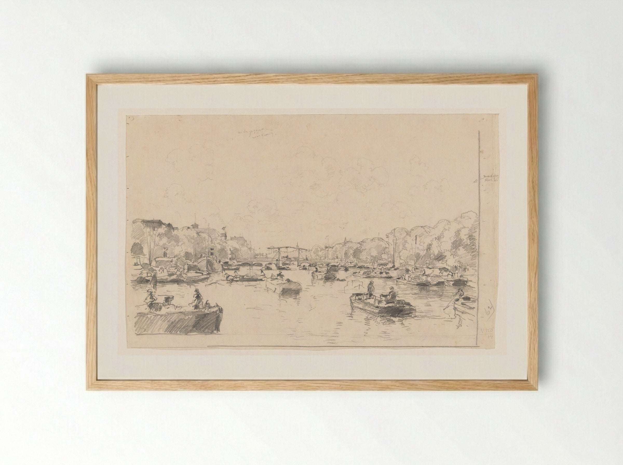Gezicht op de Amstel en de Magere Brug - Cornelis Vreedenburgh - Framed Print Wood