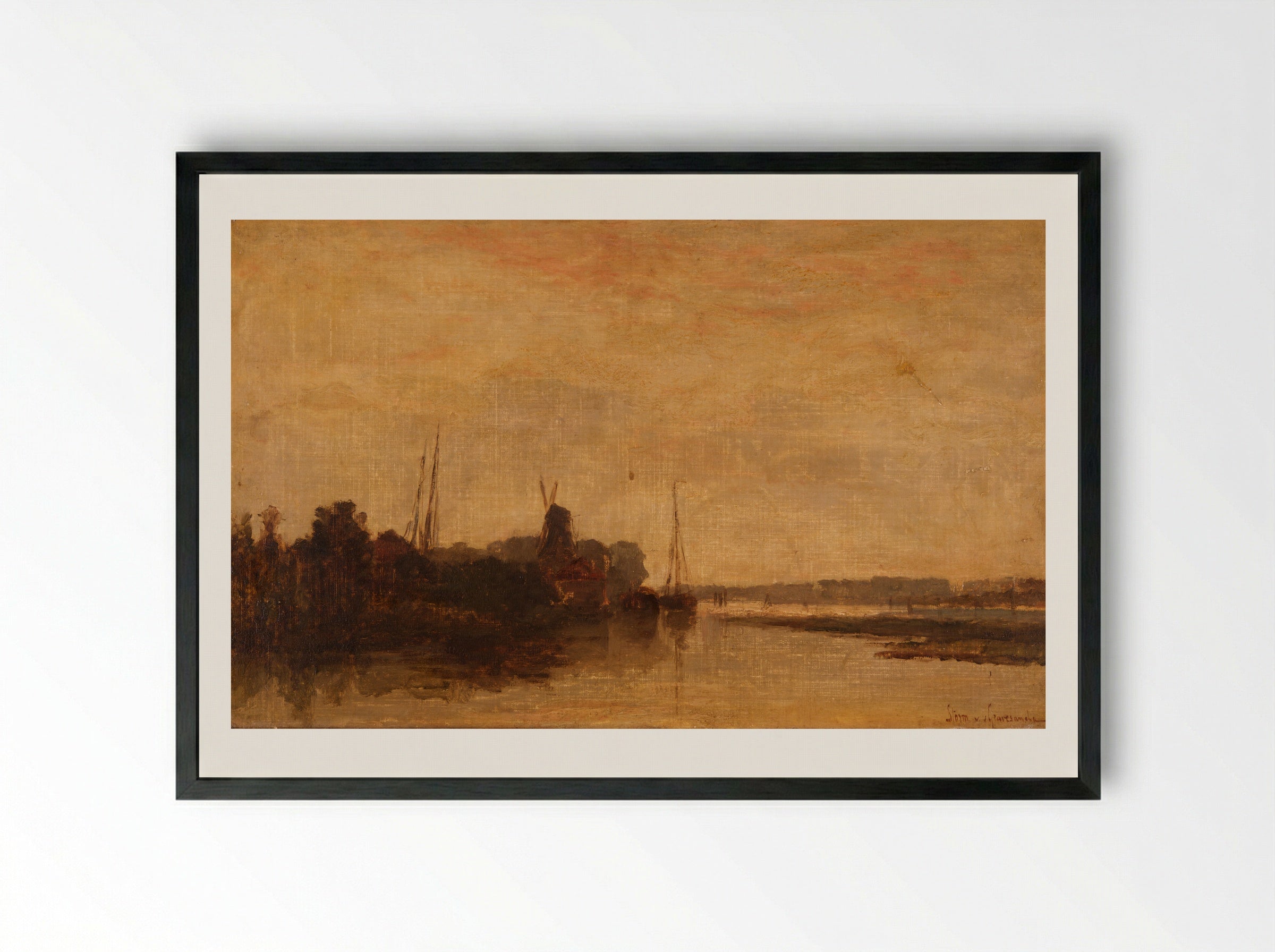Gezicht op de Biesbosch bij Dordrecht - Carel Nicolaas Storm van 's-Gravesande - Framed Print Black