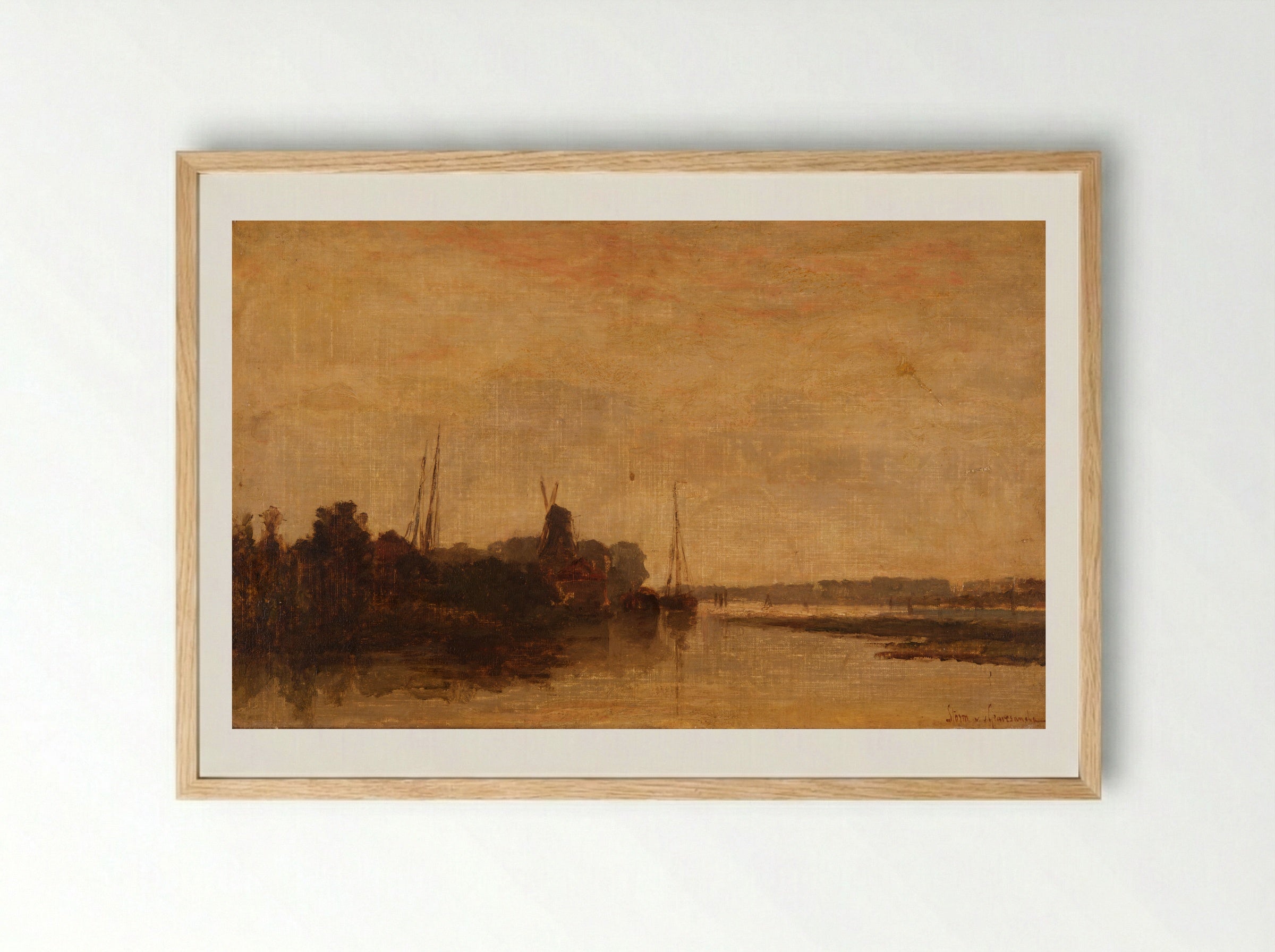 Gezicht op de Biesbosch bij Dordrecht - Carel Nicolaas Storm van 's-Gravesande - Framed Print Wood